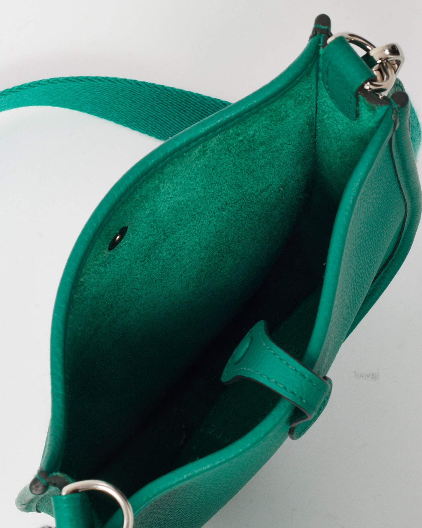 Hermès Green (Vert Jade) Clemence Leather Evelyne 16 TPM Crossbody PHW