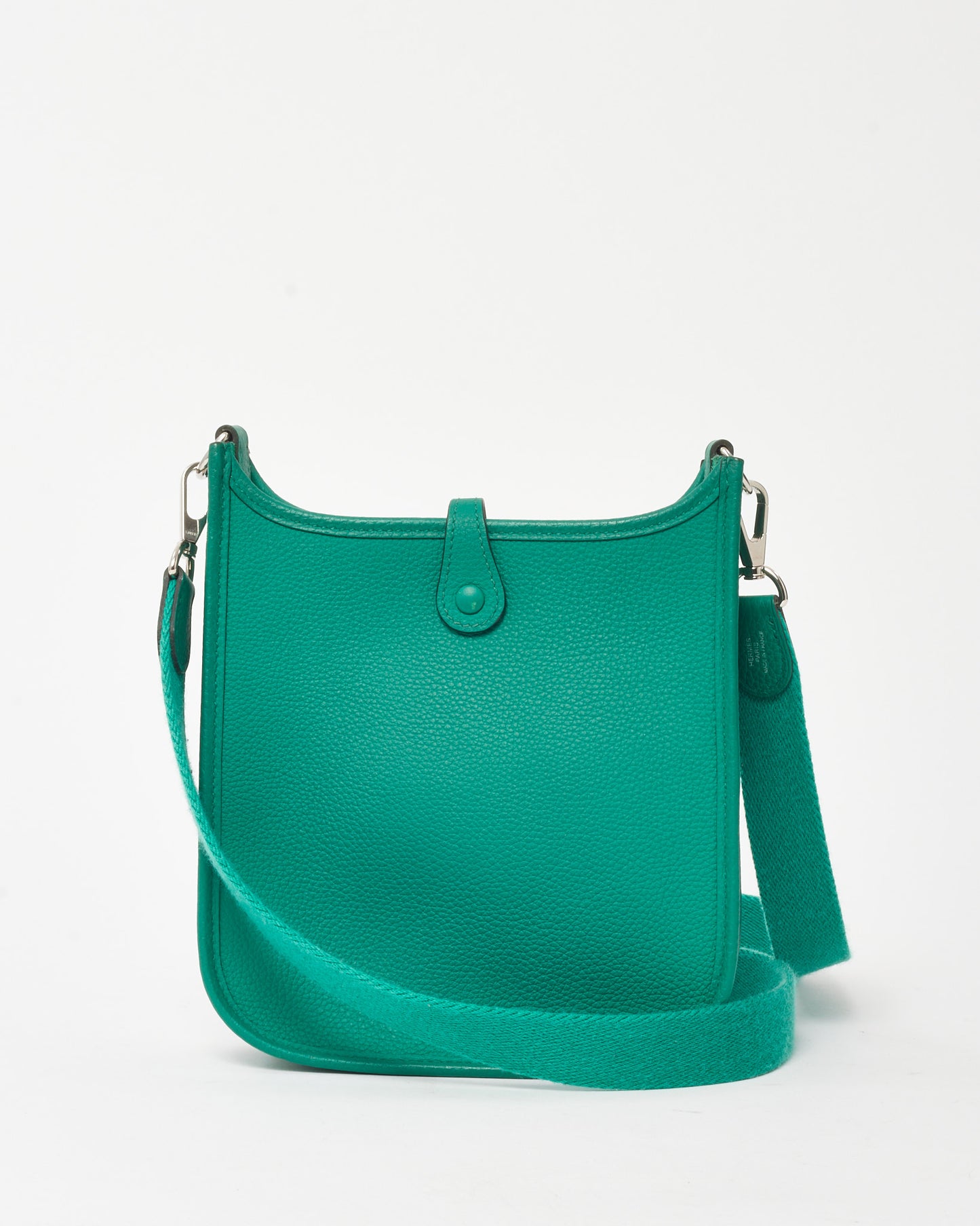 Hermès Green (Vert Jade) Clemence Leather Evelyne 16 TPM Crossbody PHW