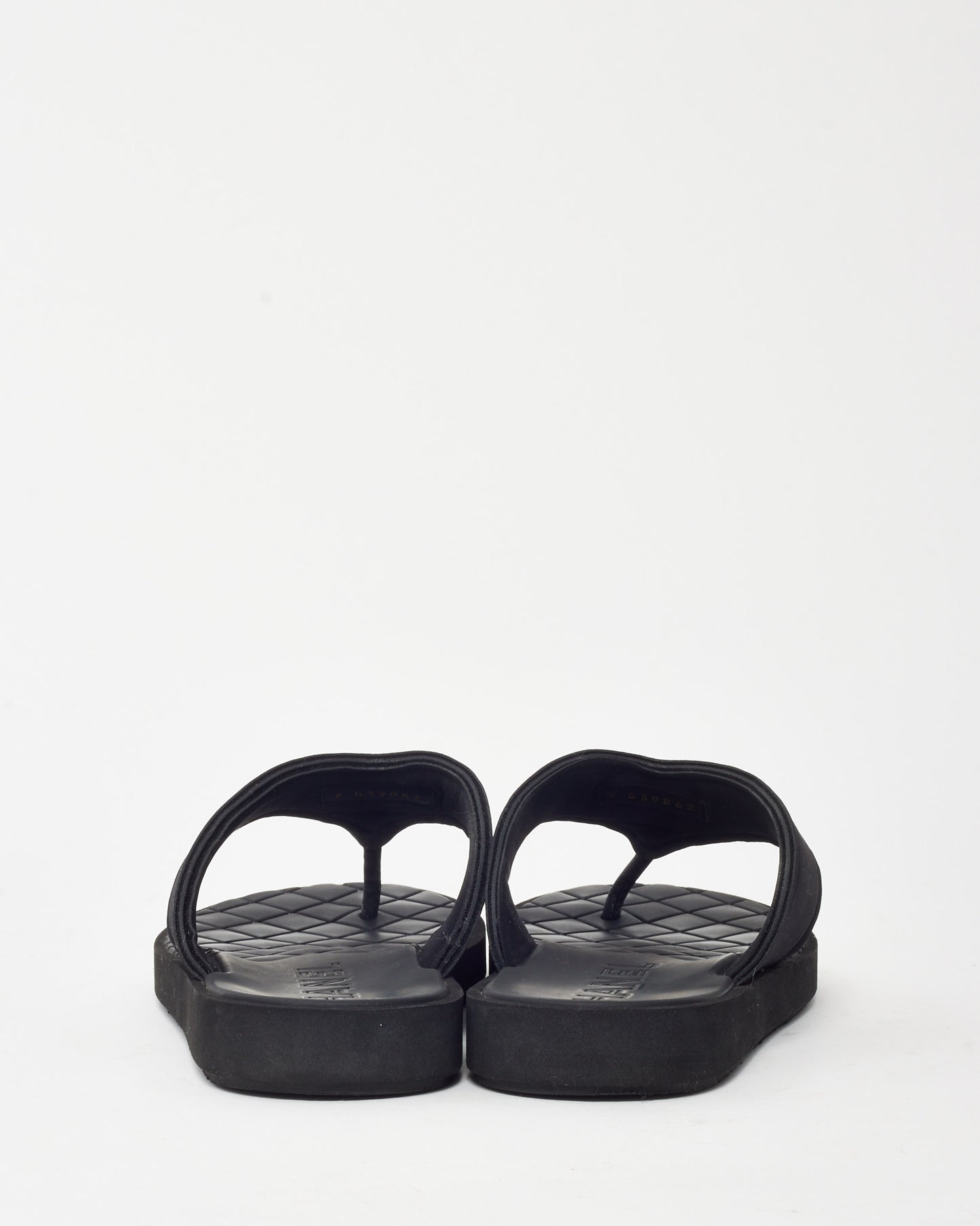 Chanel Black 23P Fabric Black CC Logo Thong Flip Flops - 37