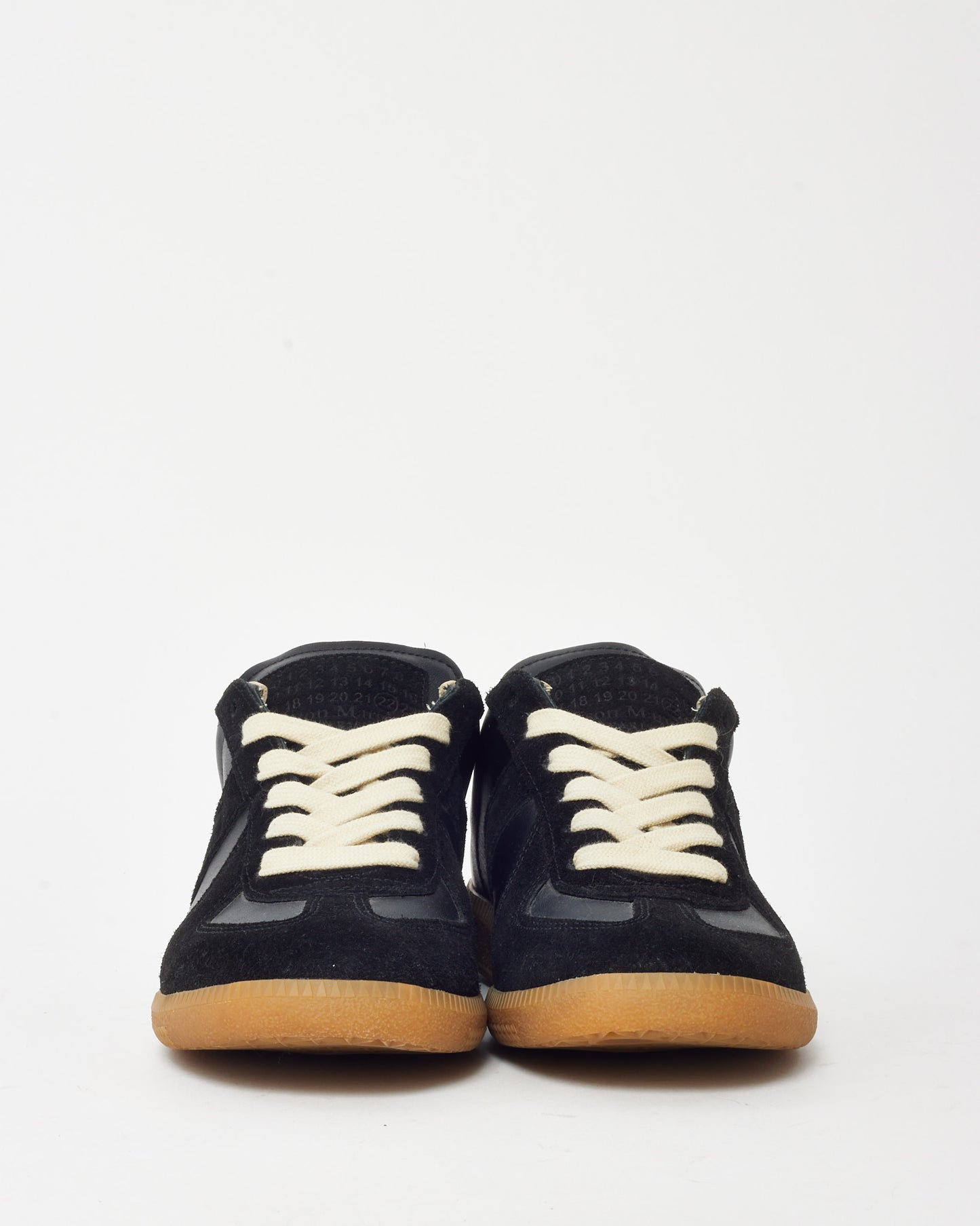 Maison Margiela Black Suede and Leather Gat Replica Low-Top Sneakers - 37.5