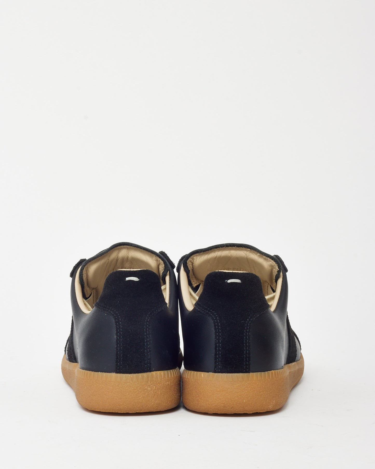 Maison Margiela Black Suede and Leather Gat Replica Low-Top Sneakers - 37.5