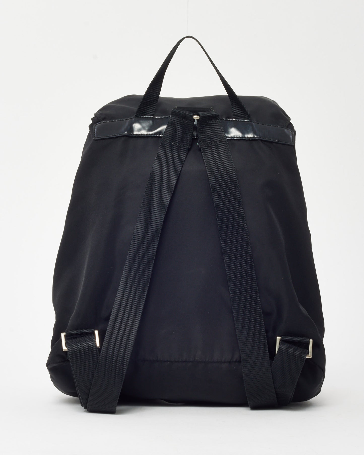Prada Black Tessuto Nylon Vela Small Double Pocket Drawstring Backpack