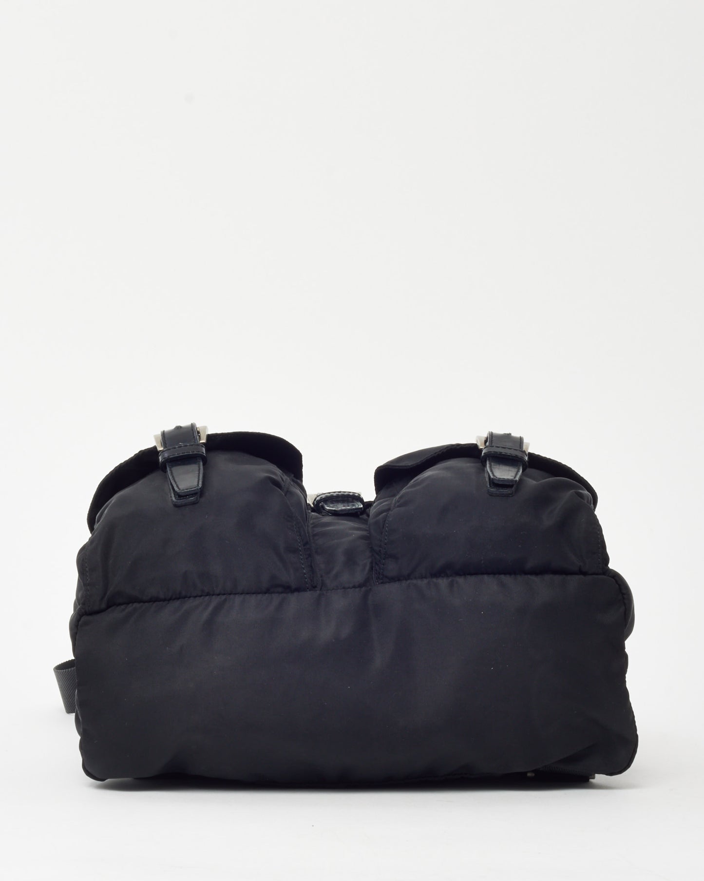 Prada Black Tessuto Nylon Vela Small Double Pocket Drawstring Backpack