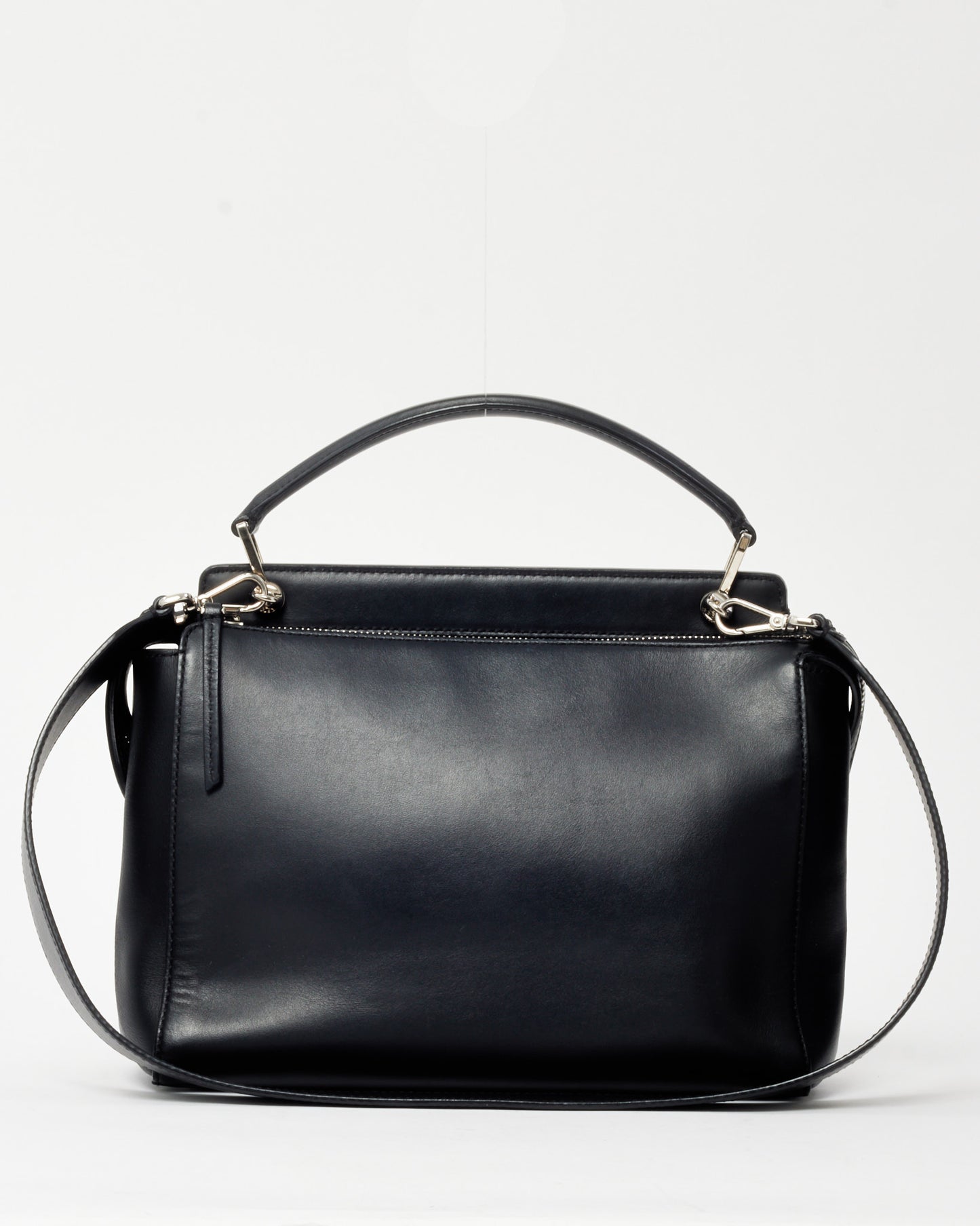 Fendi Black Vitello Baltico Dolce Shiny Nappa Lace Up DotCom Satchel Bag with Strap