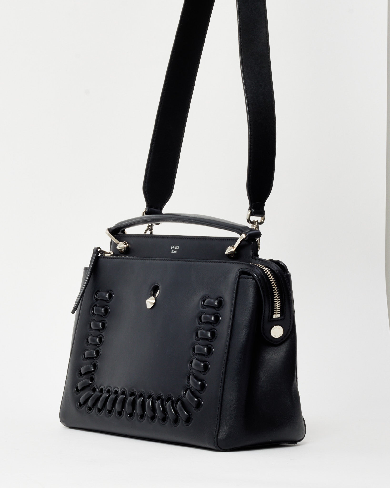 Buy Fendi Black Vitello Baltico Dolce Shiny Nappa Lace Up DotCom