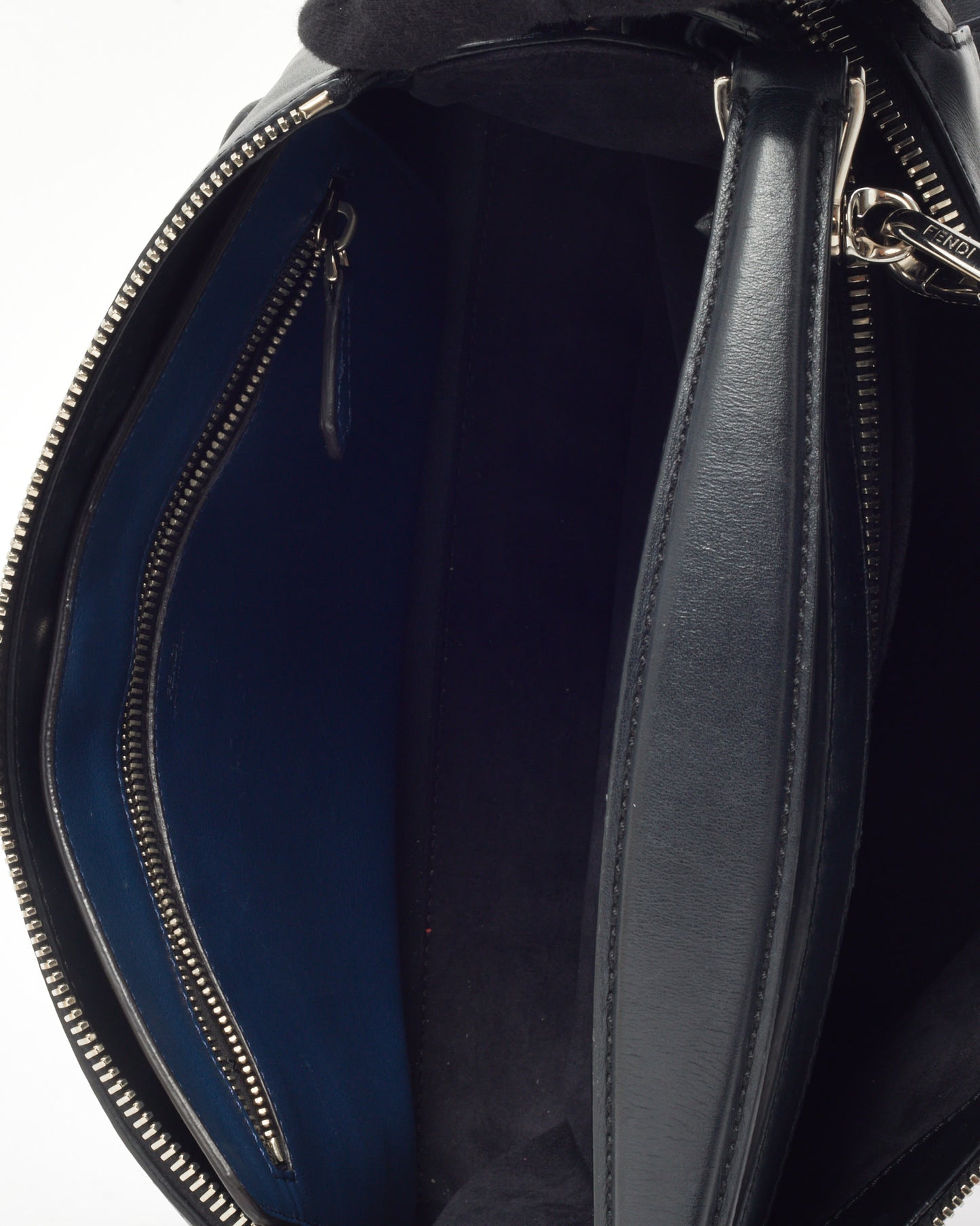 Fendi Black Vitello Baltico Dolce Shiny Nappa Lace Up DotCom Satchel Bag with Strap