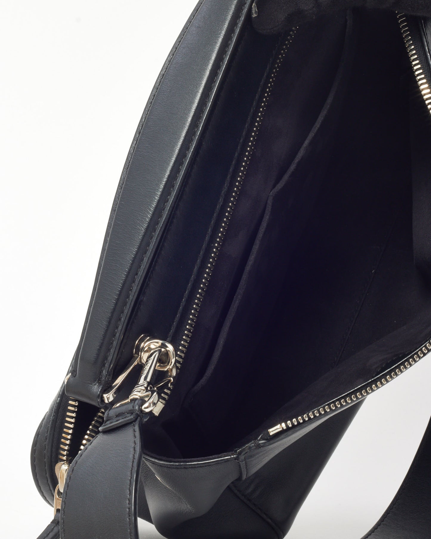 Fendi Black Vitello Baltico Dolce Shiny Nappa Lace Up DotCom Satchel Bag with Strap