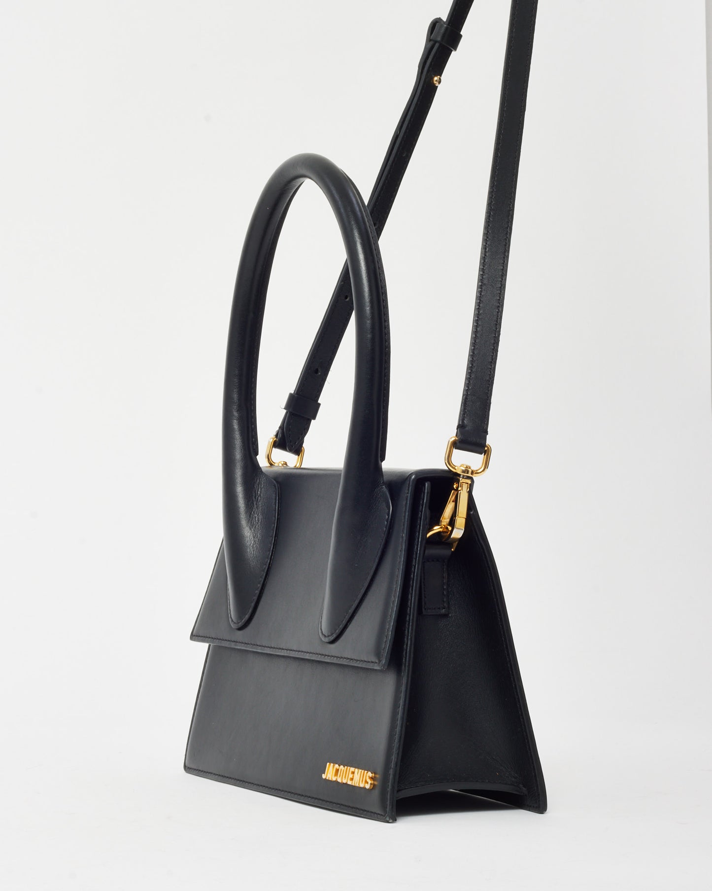 Jacquemus Black Leather "Le Grand Chiquito" Bag w/ Strap