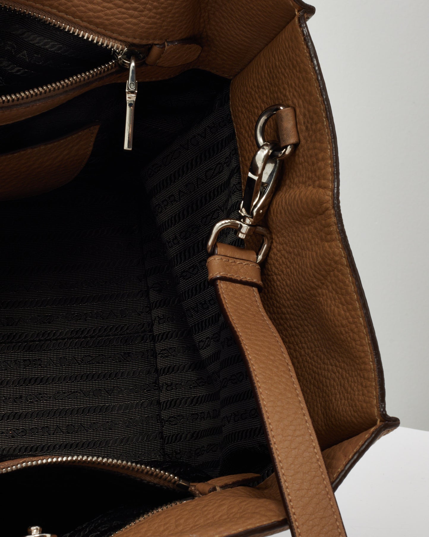 Prada Beige Vitello Daino Leather 2Way Tote with Strap