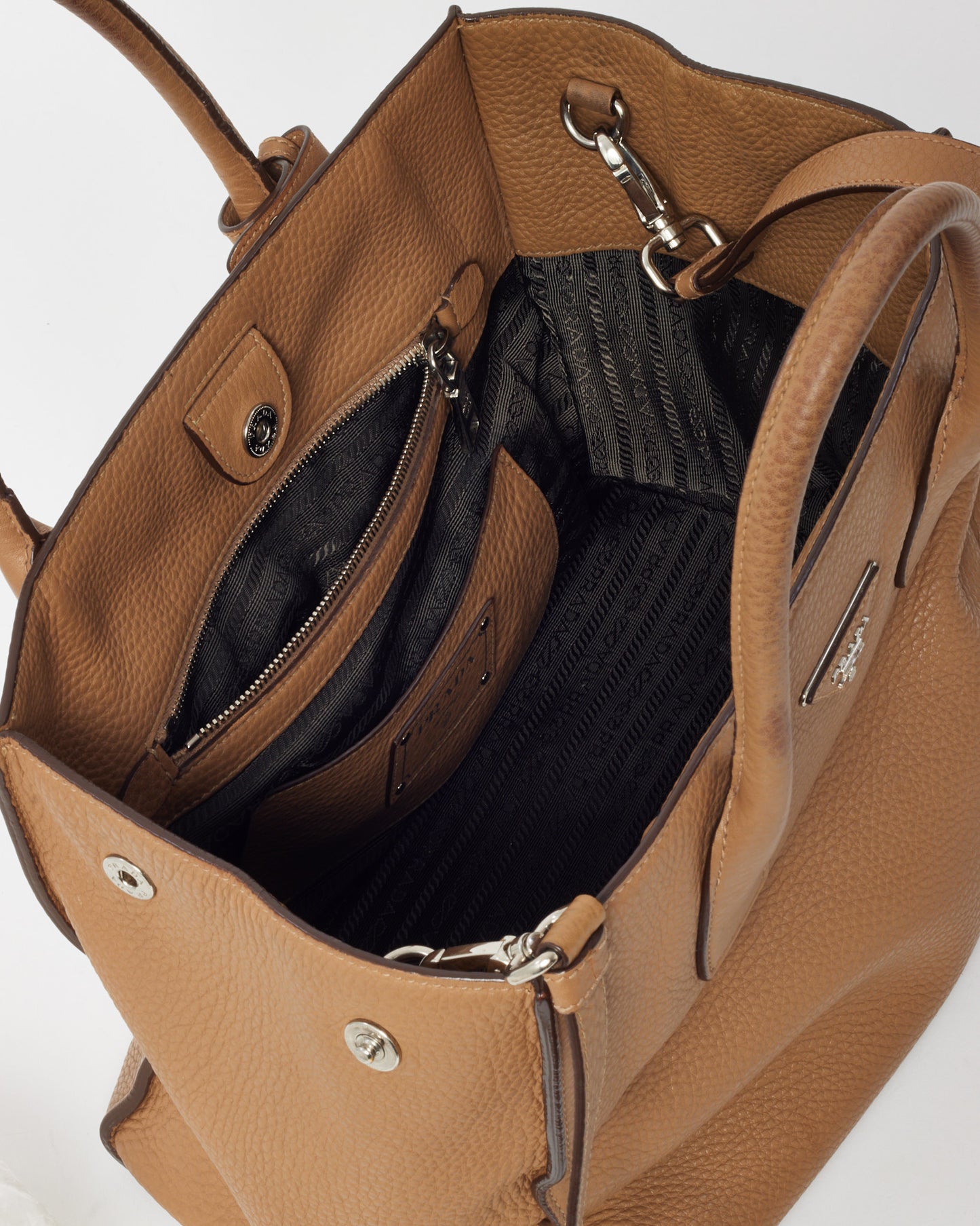 Prada Beige Vitello Daino Leather 2Way Tote with Strap