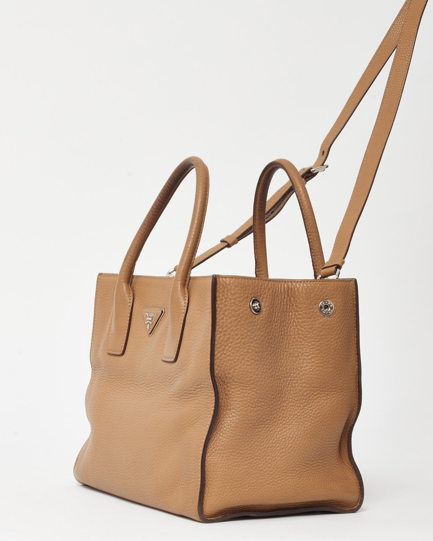 Prada Beige Vitello Daino Leather 2Way Tote with Strap