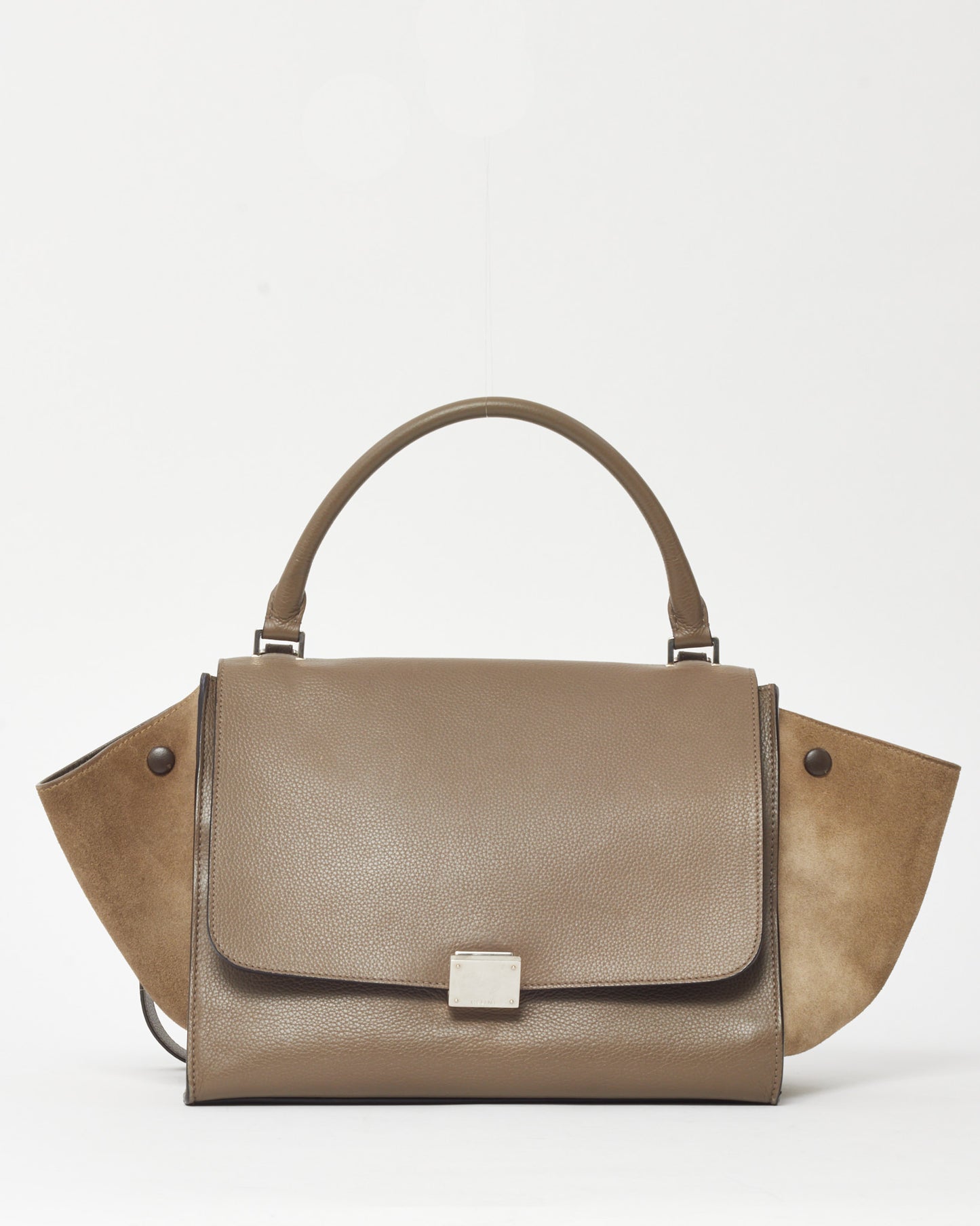 Celine Taupe Leather & Suede Medium Trapeze Bag