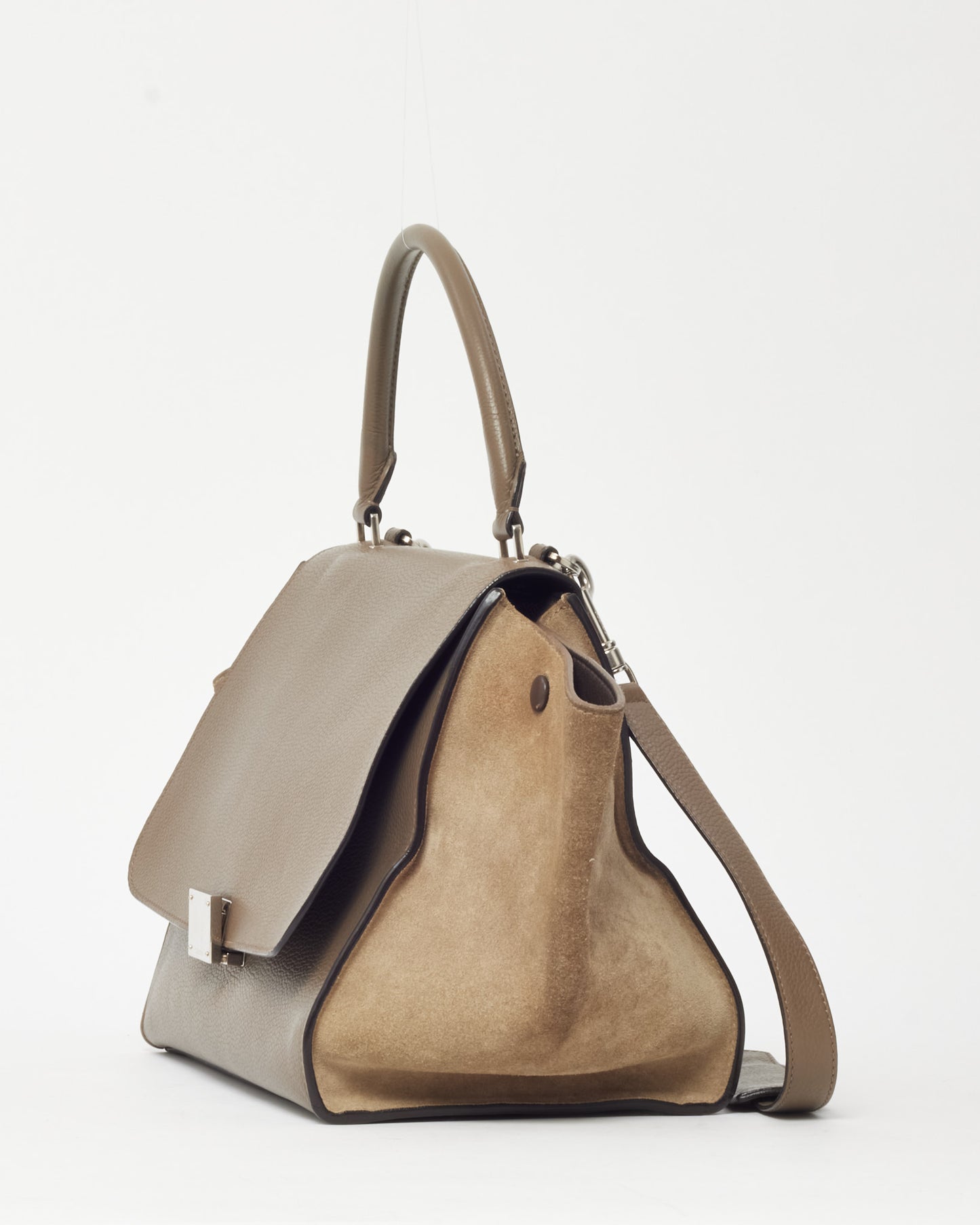 Celine Taupe Leather & Suede Medium Trapeze Bag