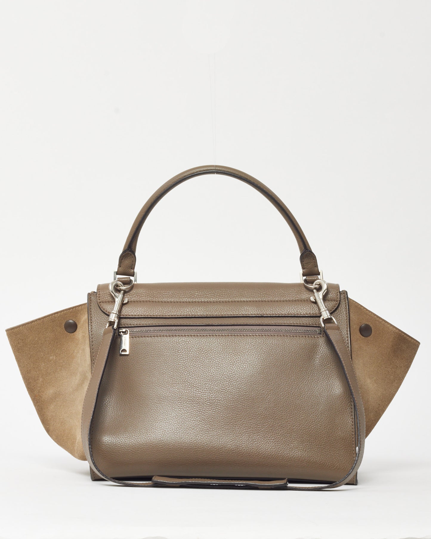 Celine Taupe Leather & Suede Medium Trapeze Bag