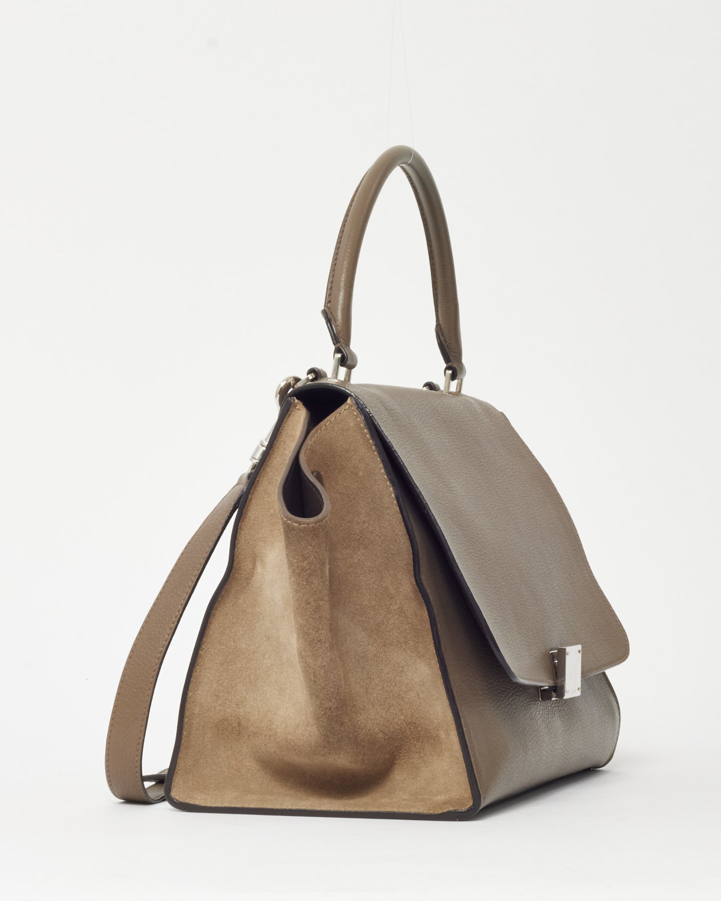Celine Taupe Leather & Suede Medium Trapeze Bag
