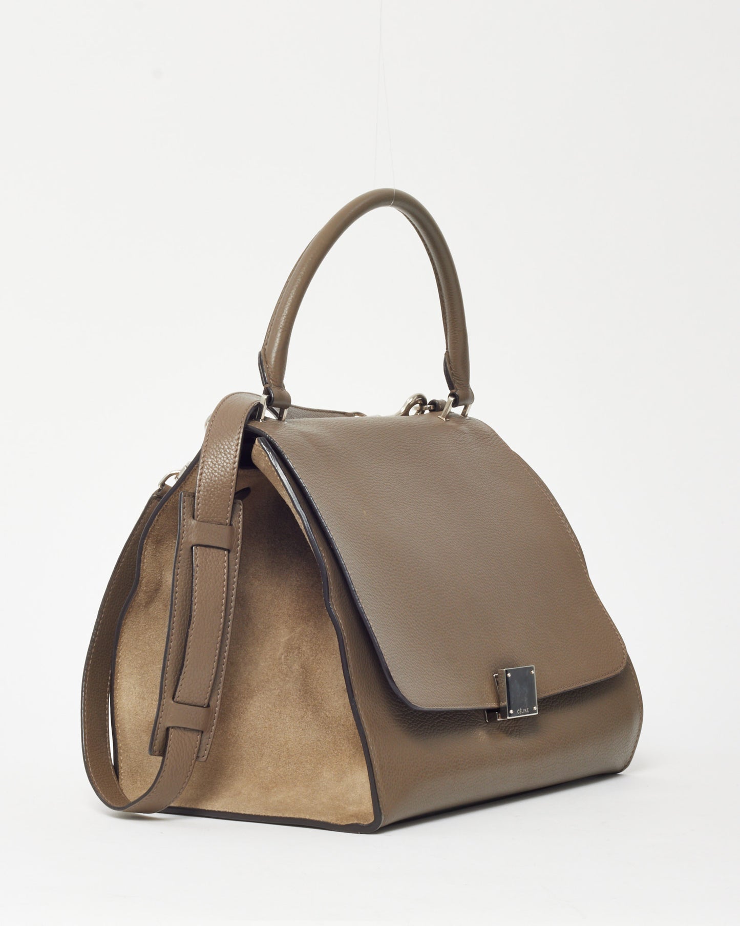 Celine Taupe Leather & Suede Medium Trapeze Bag