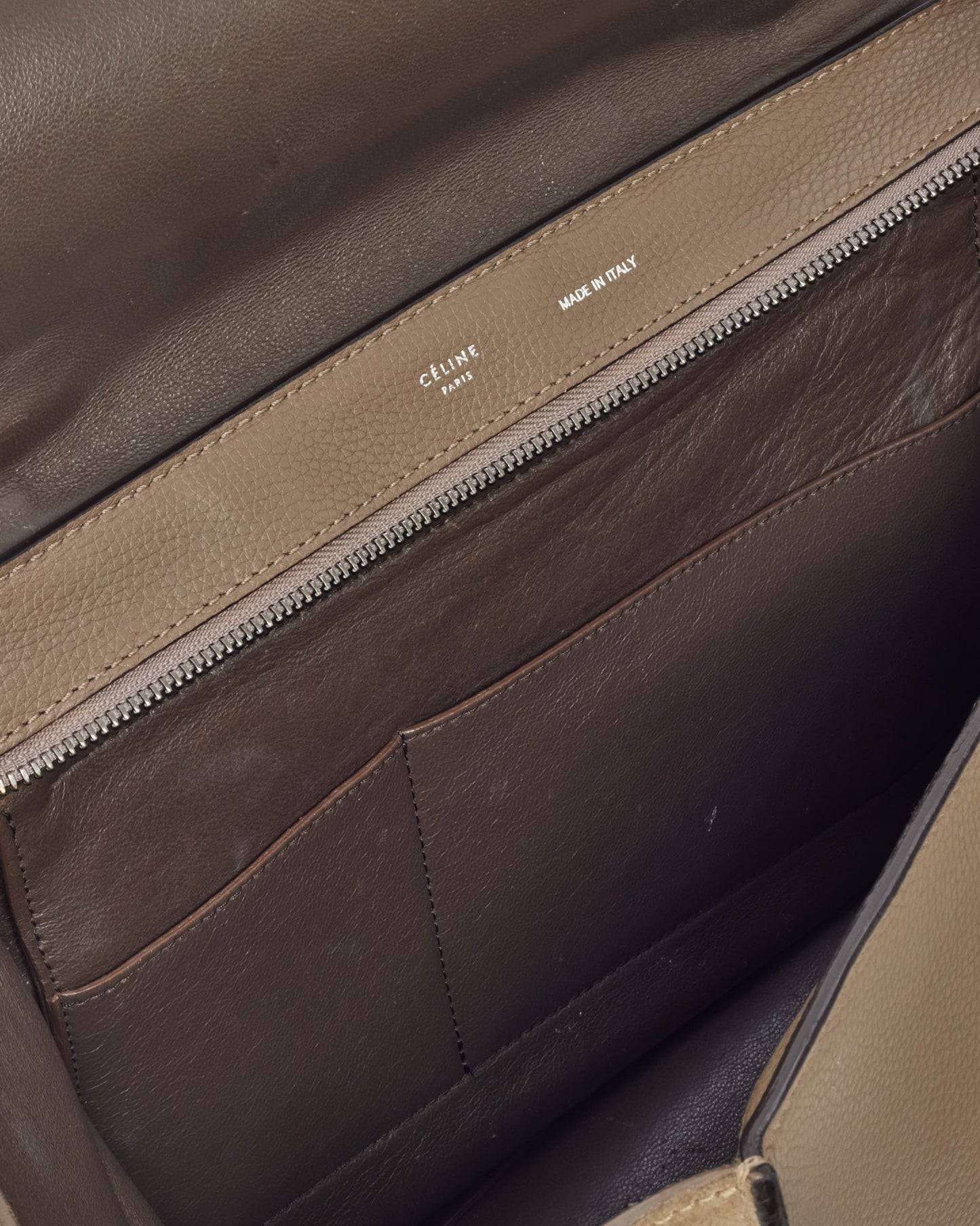 Celine Taupe Leather & Suede Medium Trapeze Bag