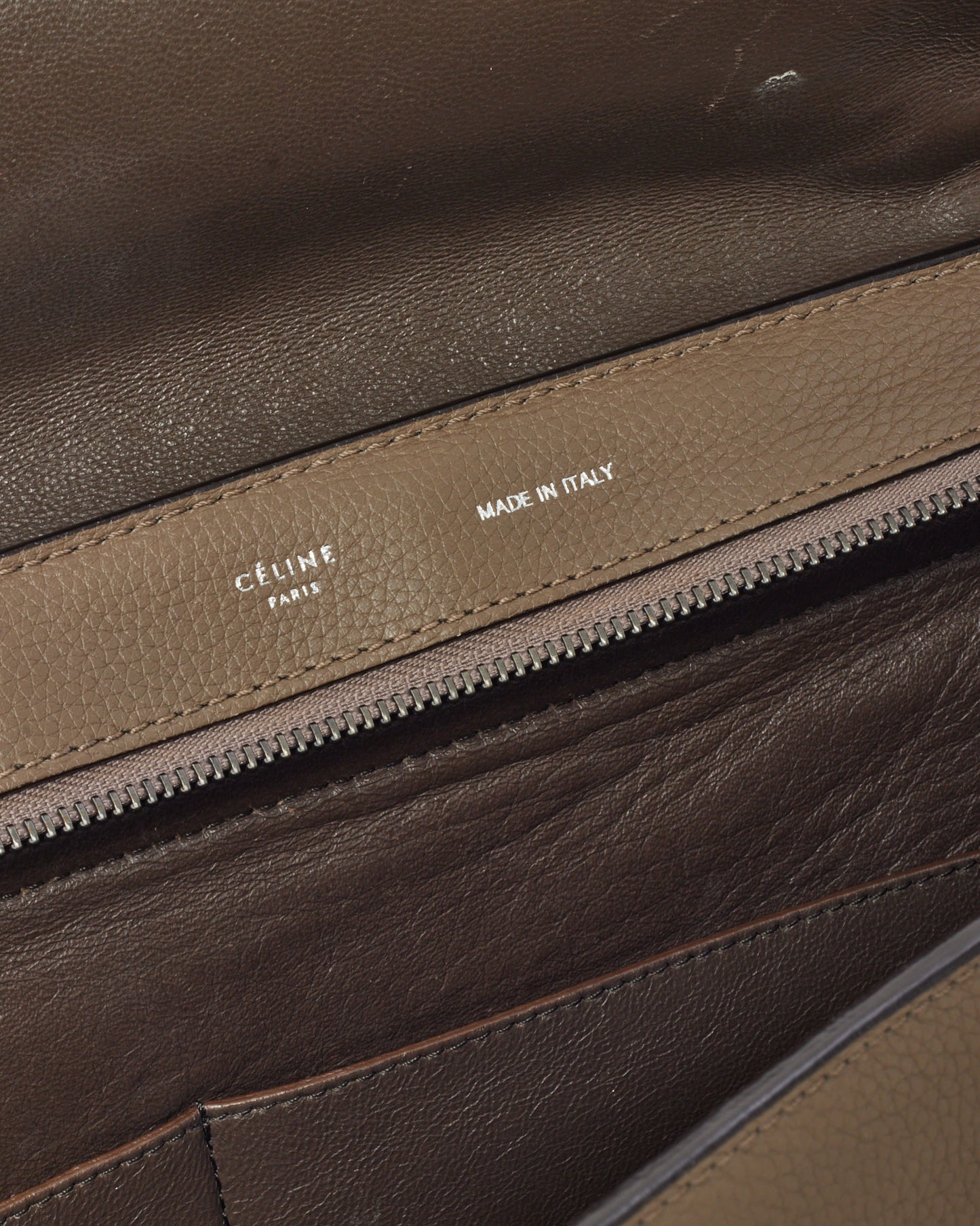 Celine Taupe Leather & Suede Medium Trapeze Bag