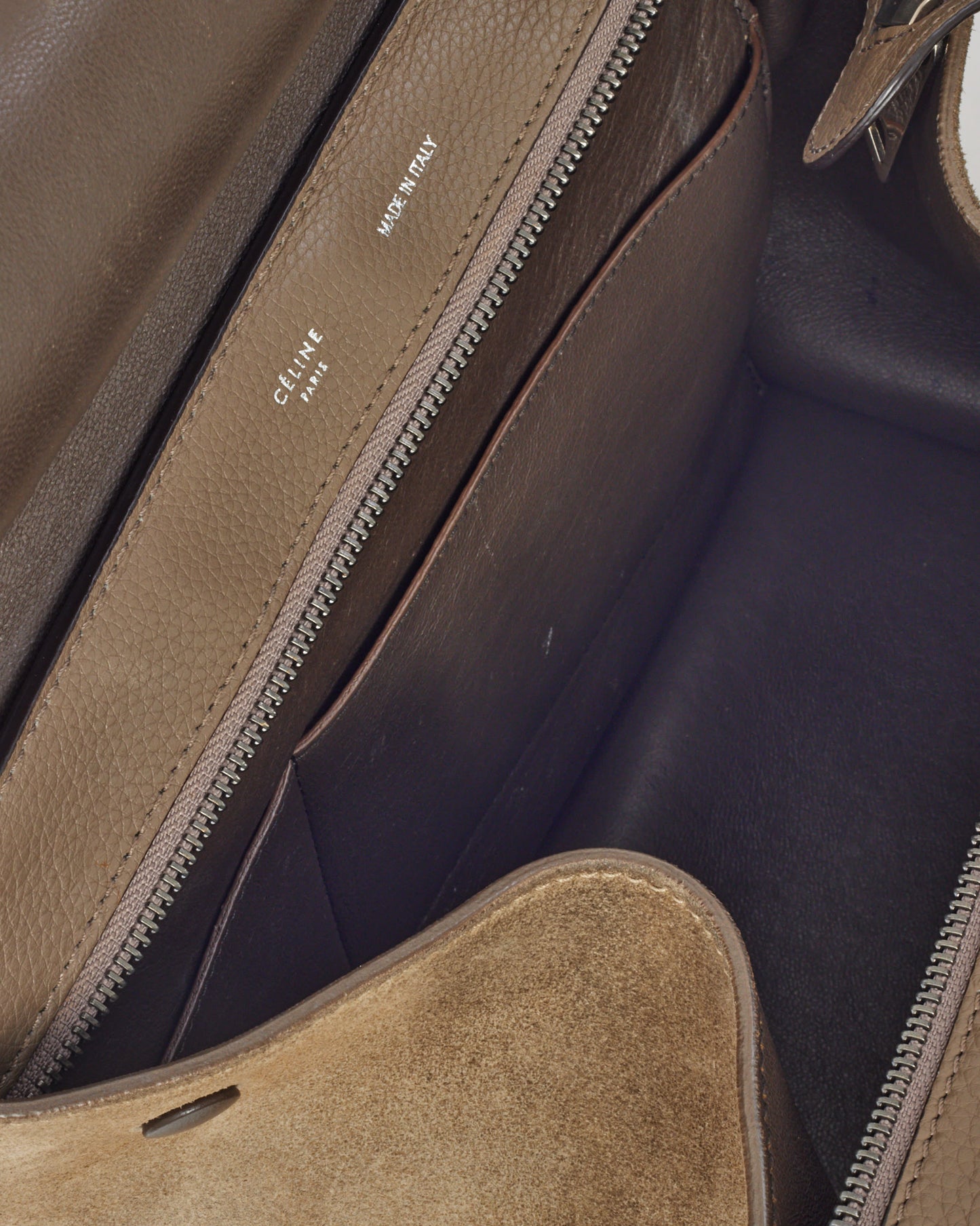 Celine Taupe Leather & Suede Medium Trapeze Bag