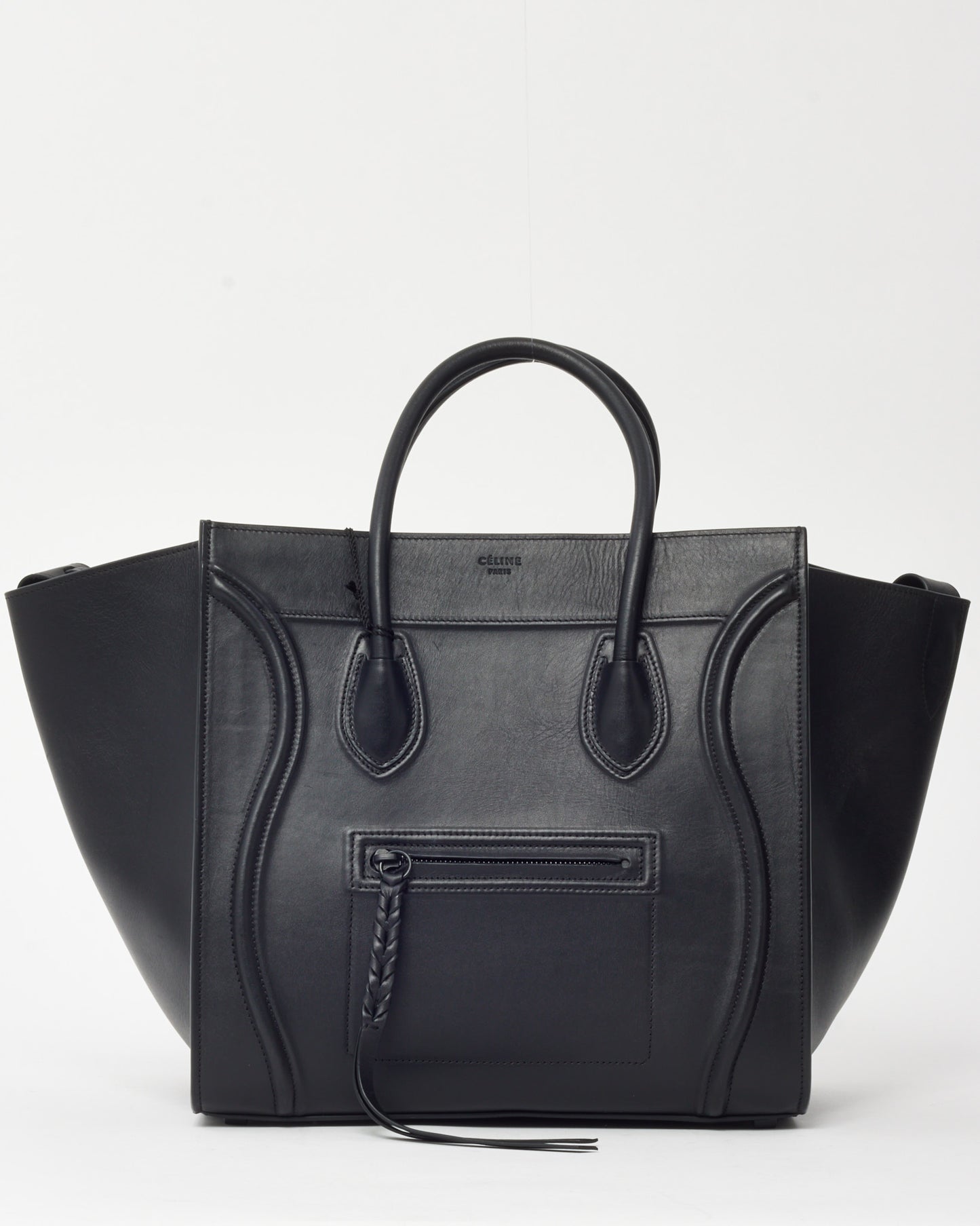 Celine Black Smooth Calfskin Leather Medium Phantom Luggage Tote