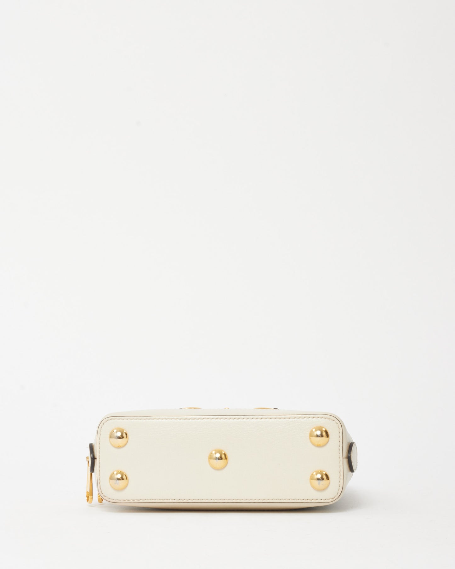 Gucci White and Beige GG Supreme Coated Canvas Mini Horsebit 1955 Top Handle Bag with Strap