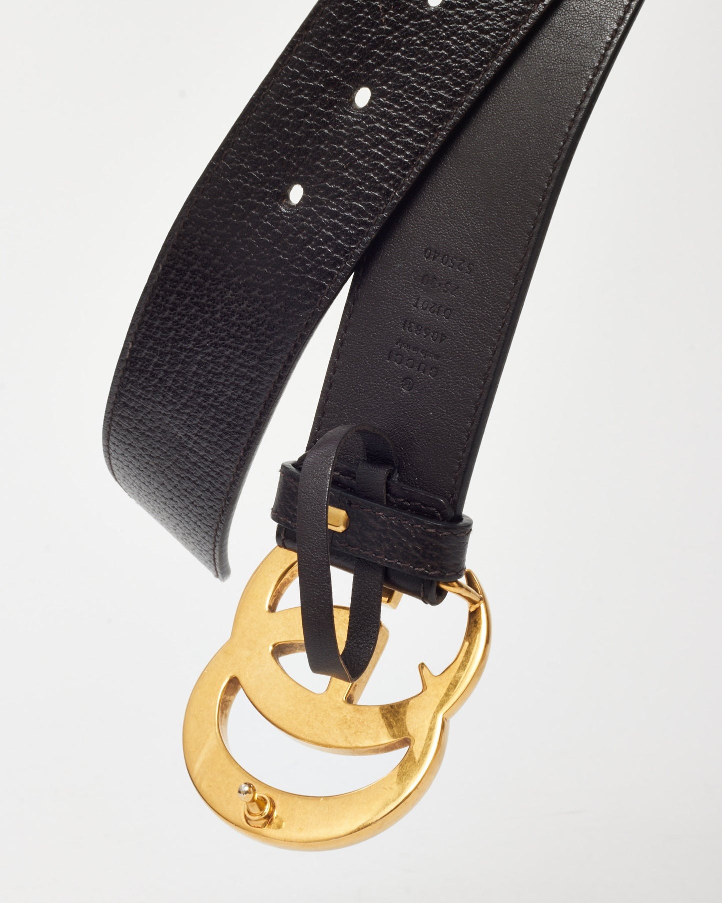 Gucci Brown Leather Gold Interlocking GG Marmont Wide Belt - 75/30