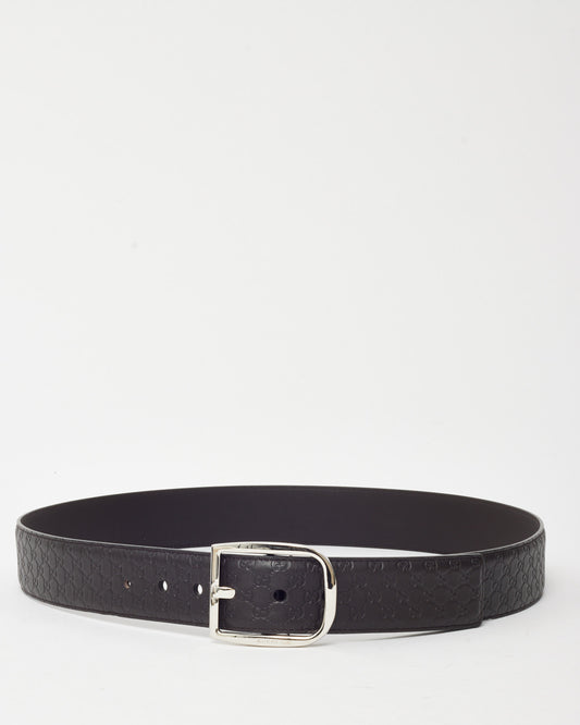Gucci Brown GG Microguccissima Monogram Leather Silver Buckle Belt - 100/40