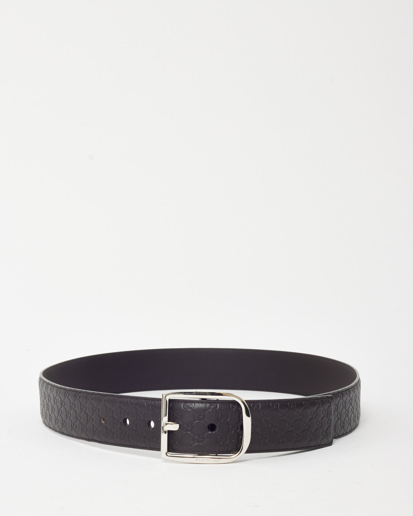 Gucci Brown GG Microguccissima Monogram Leather Silver Buckle Belt - 100/40