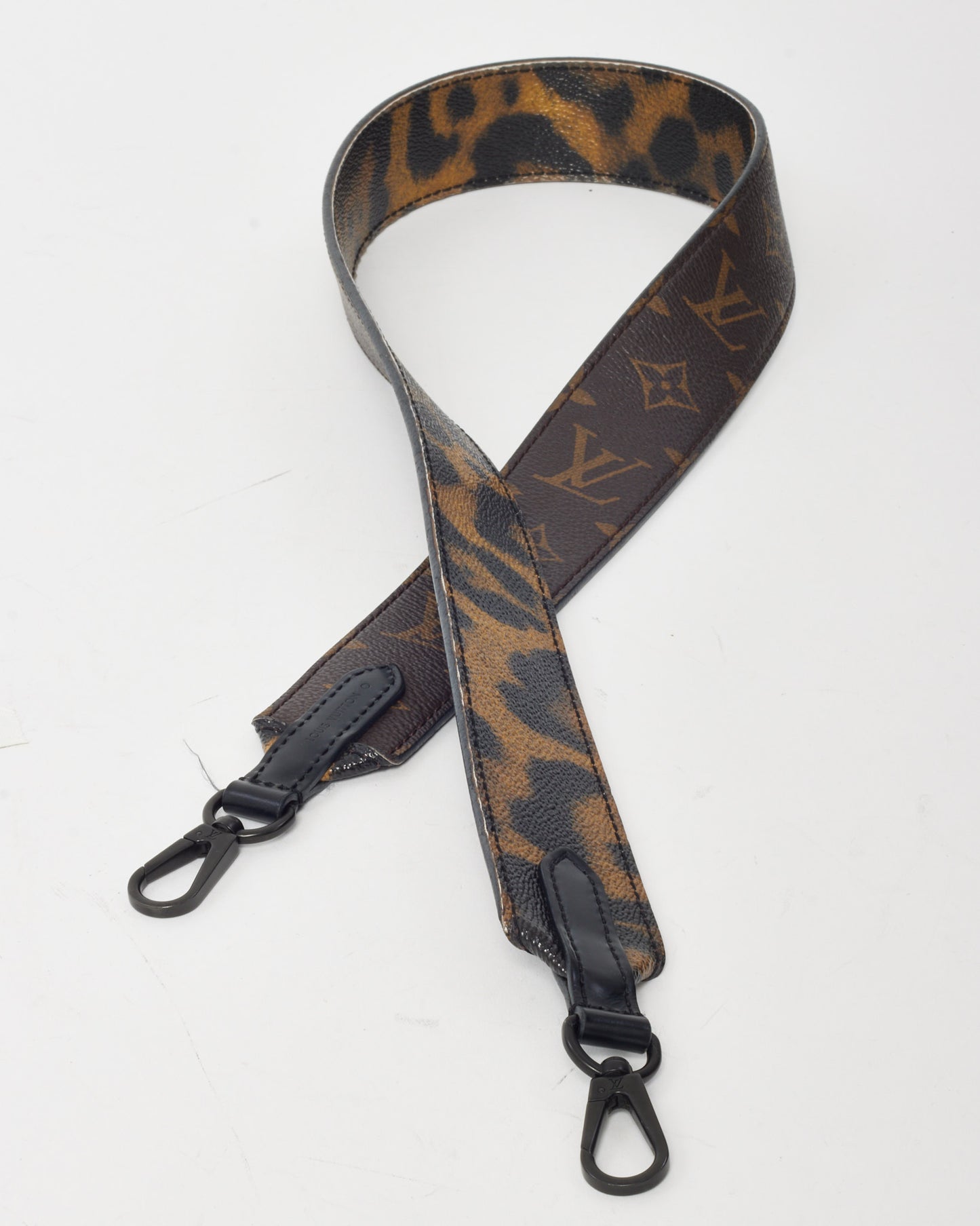 Louis Vuitton Monogram Canvas and Brown Leopard Leather Reversible Bandoulière Strap