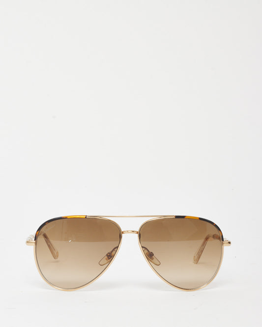 Gucci Gold Metal GG 4276/S Bamboo Aviator Sunglasses