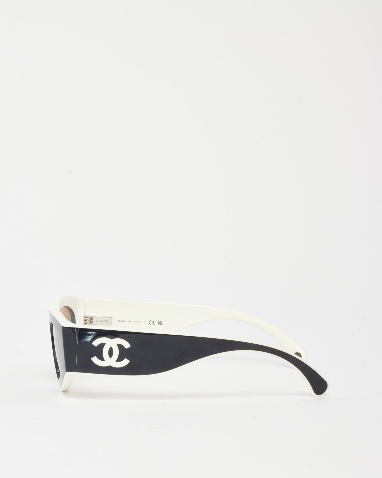 Chanel Black and White Cat Beige Lens 6056 Cat Eye Sunglasses