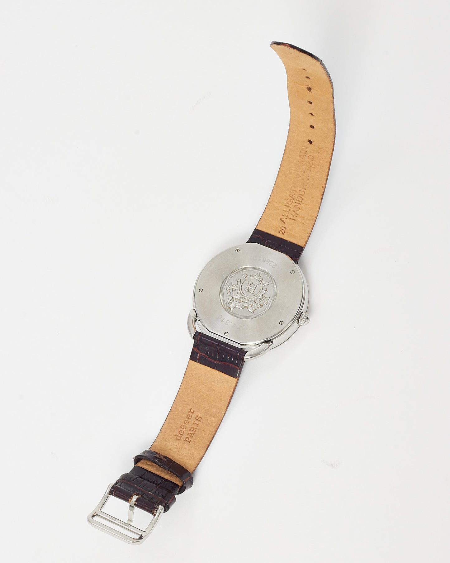 Hermès Steel, Brown Dial and Brown Croc Leather Arceau 41mm Watch