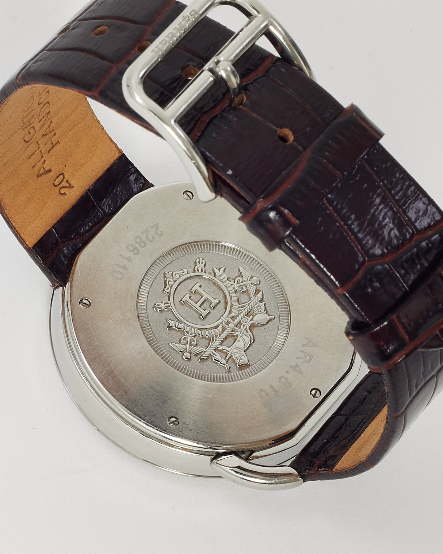 Hermès Steel, Brown Dial and Brown Croc Leather Arceau 41mm Watch