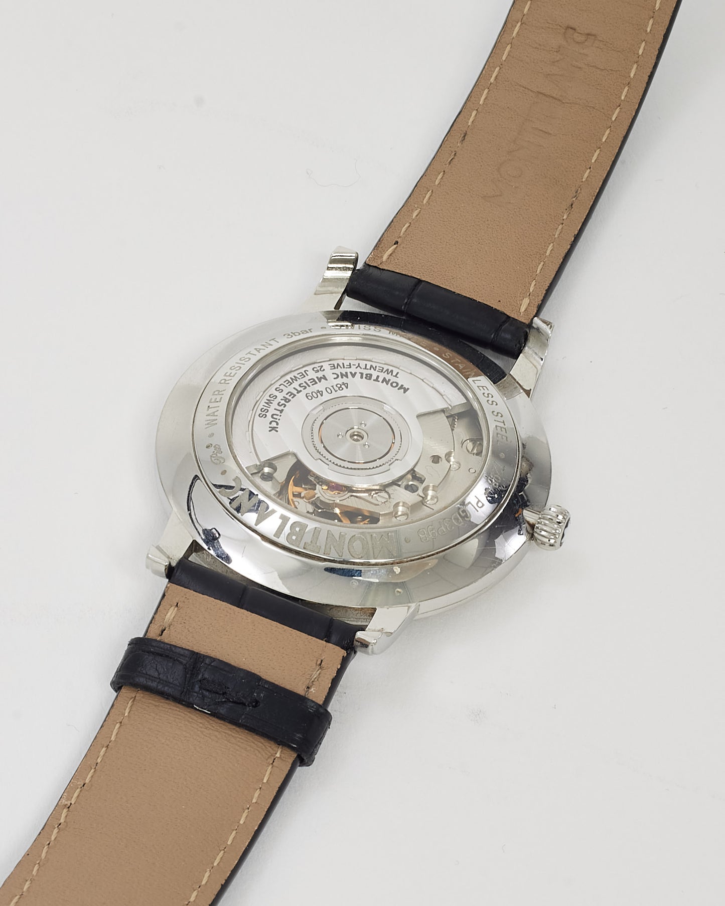 Montblanc Silver Steel, Black Croc Leather, Rose Gold Hour Markers 4810 Round Automatic 42mm Watch