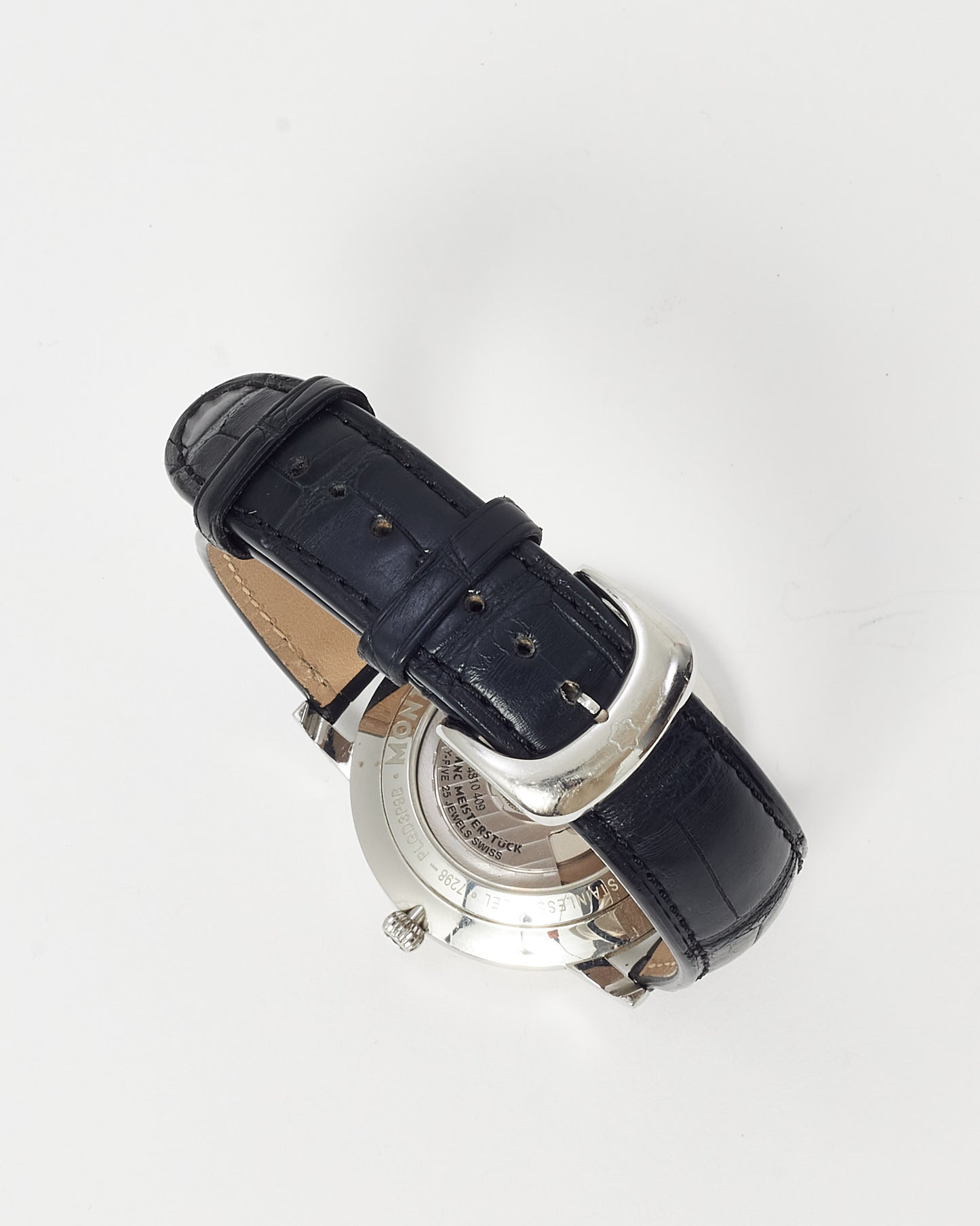 Montblanc Silver Steel, Black Croc Leather, Rose Gold Hour Markers 4810 Round Automatic 42mm Watch