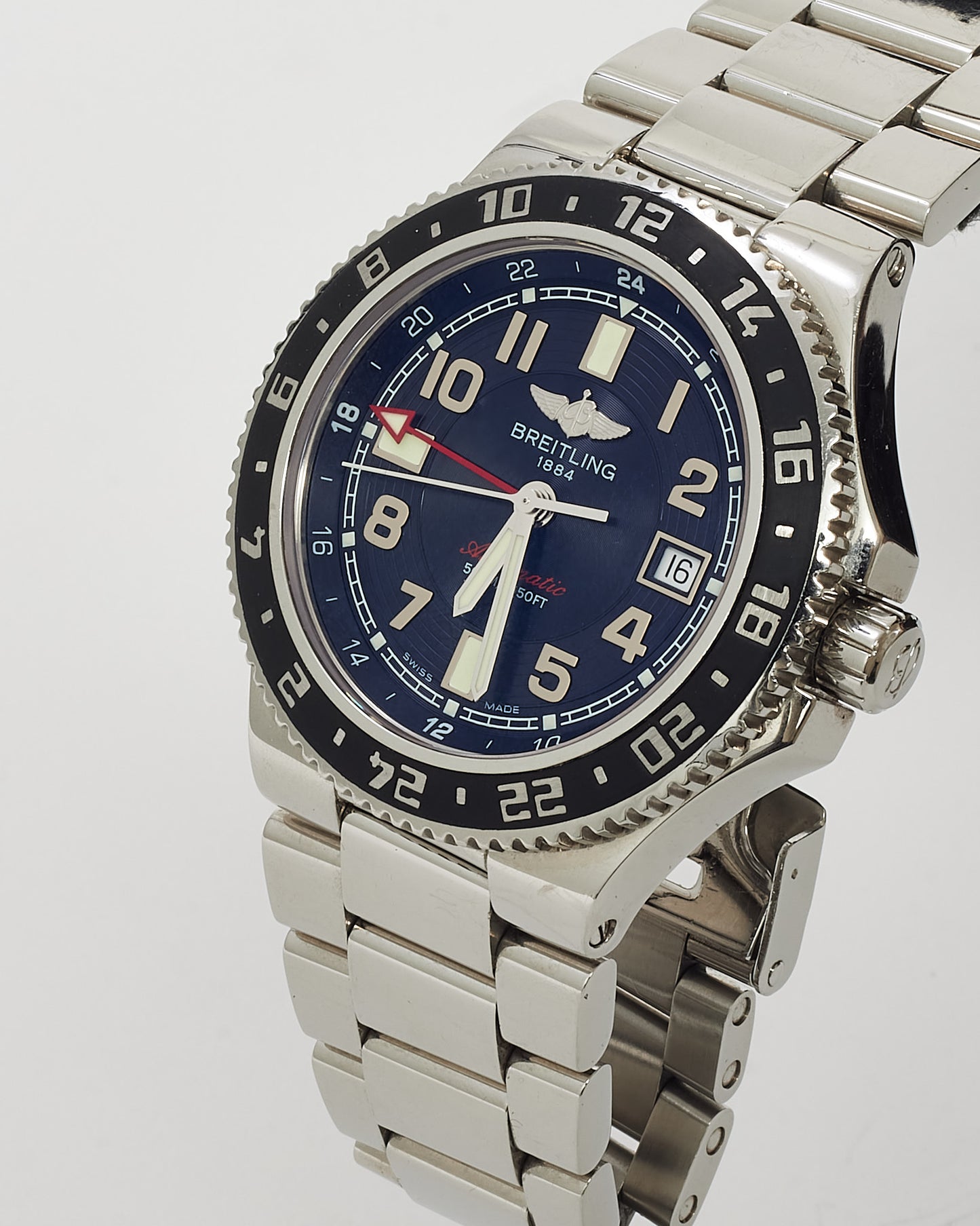 Breitling Stainless Steel Navy Blue Bezel A32380 Superocean GMT 41mm Watch