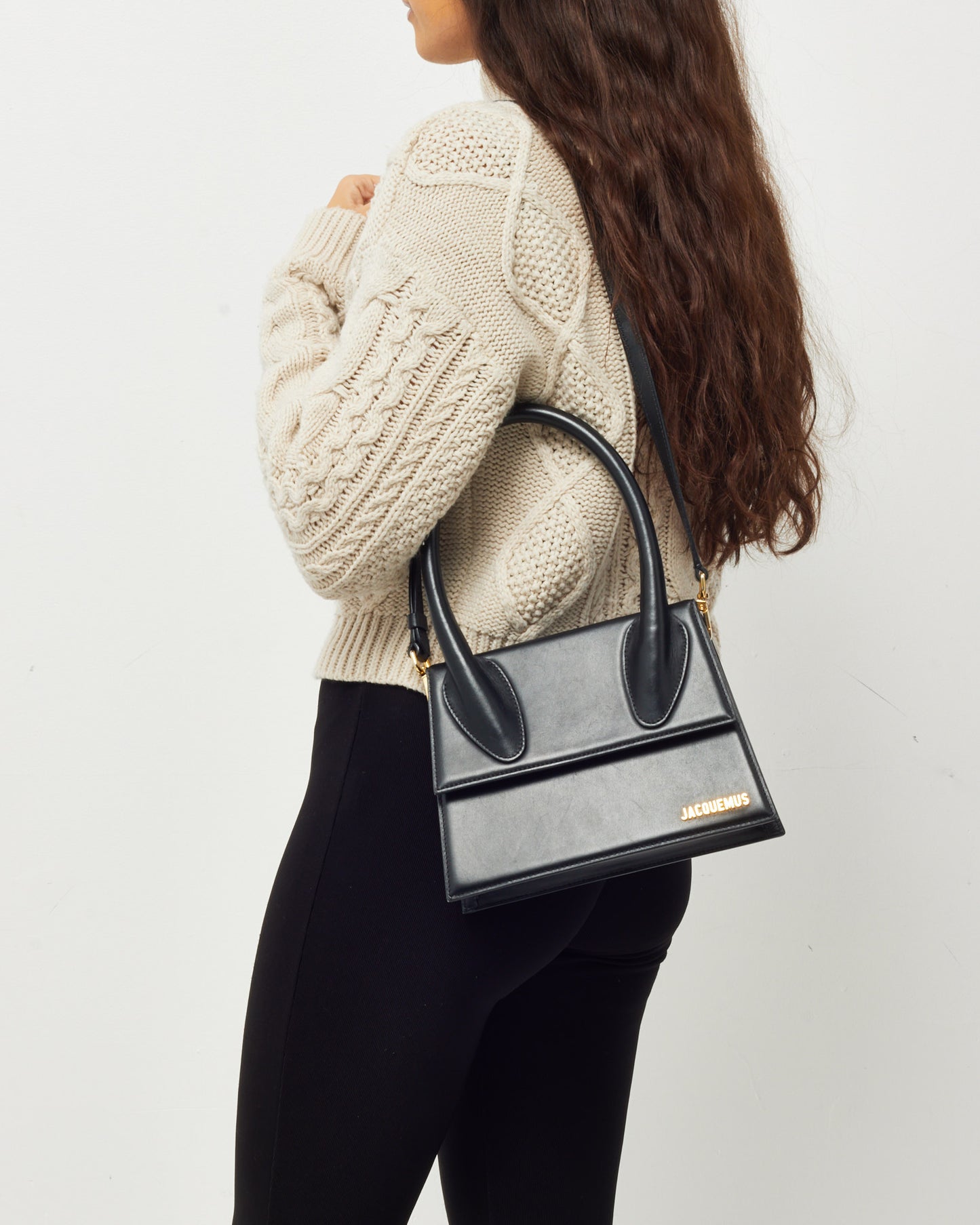 Jacquemus Black Leather "Le Grand Chiquito" Bag w/ Strap