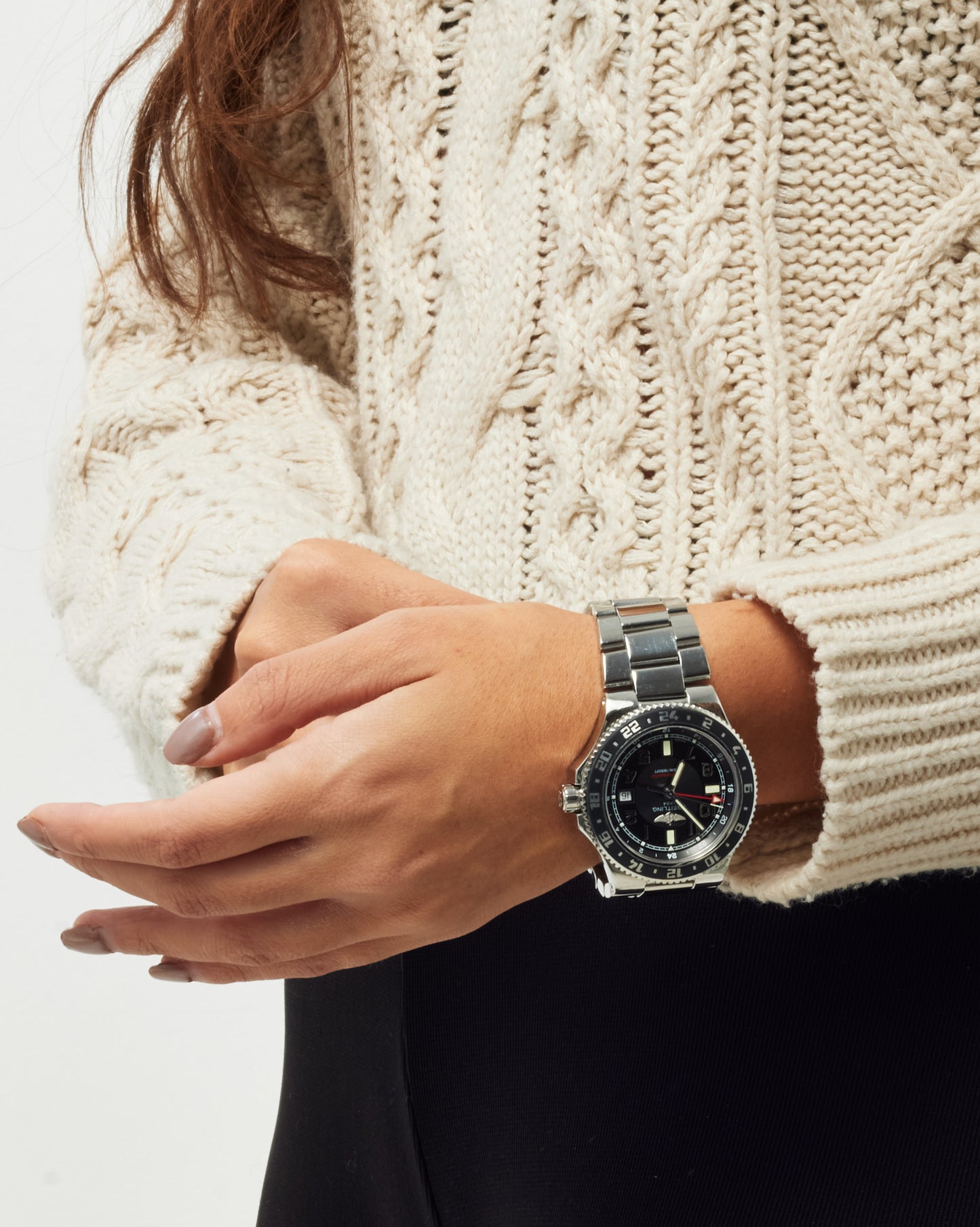 Breitling Stainless Steel Navy Blue Bezel A32380 Superocean GMT 41mm Watch