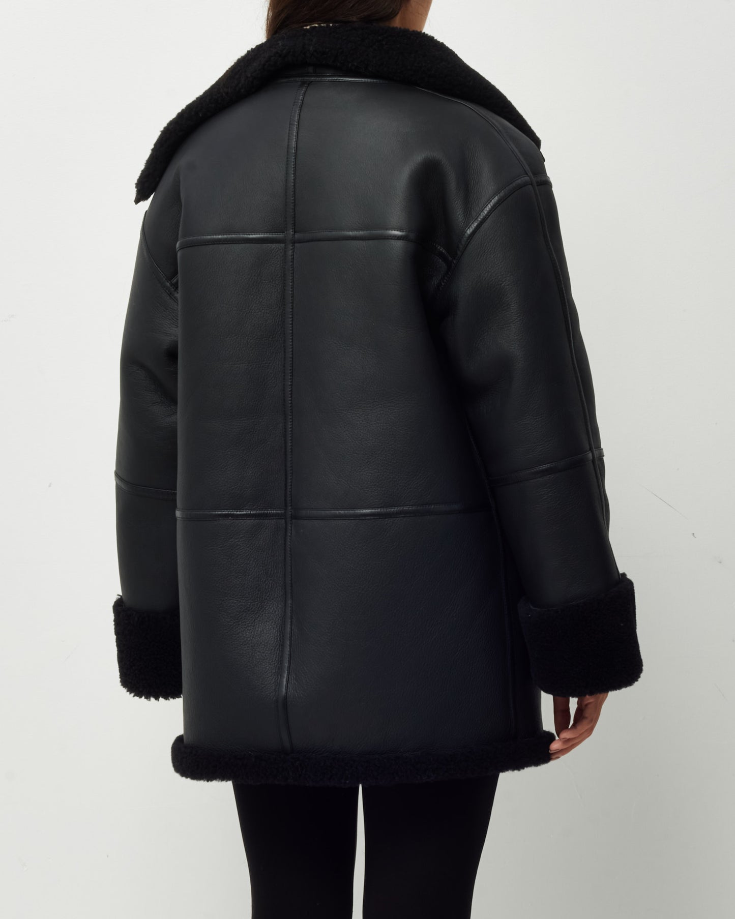 Toteme Black Signature Shearling Jacket - XXS (Oversized)