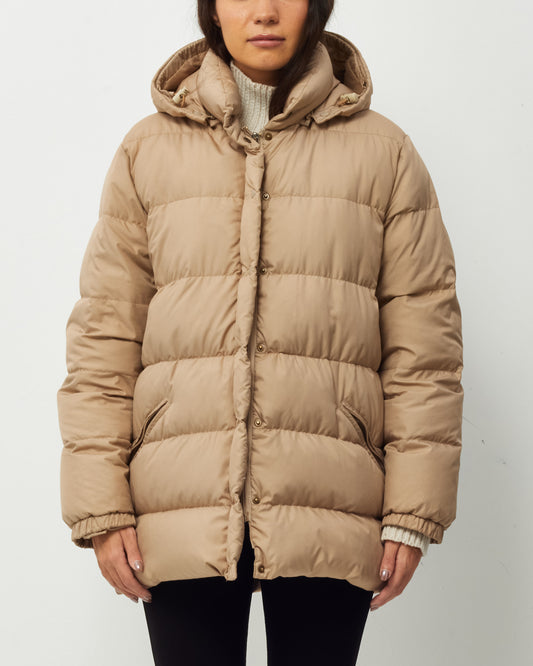 Moncler Women's Beige Hooded Down Puffer Jacket - 2/M