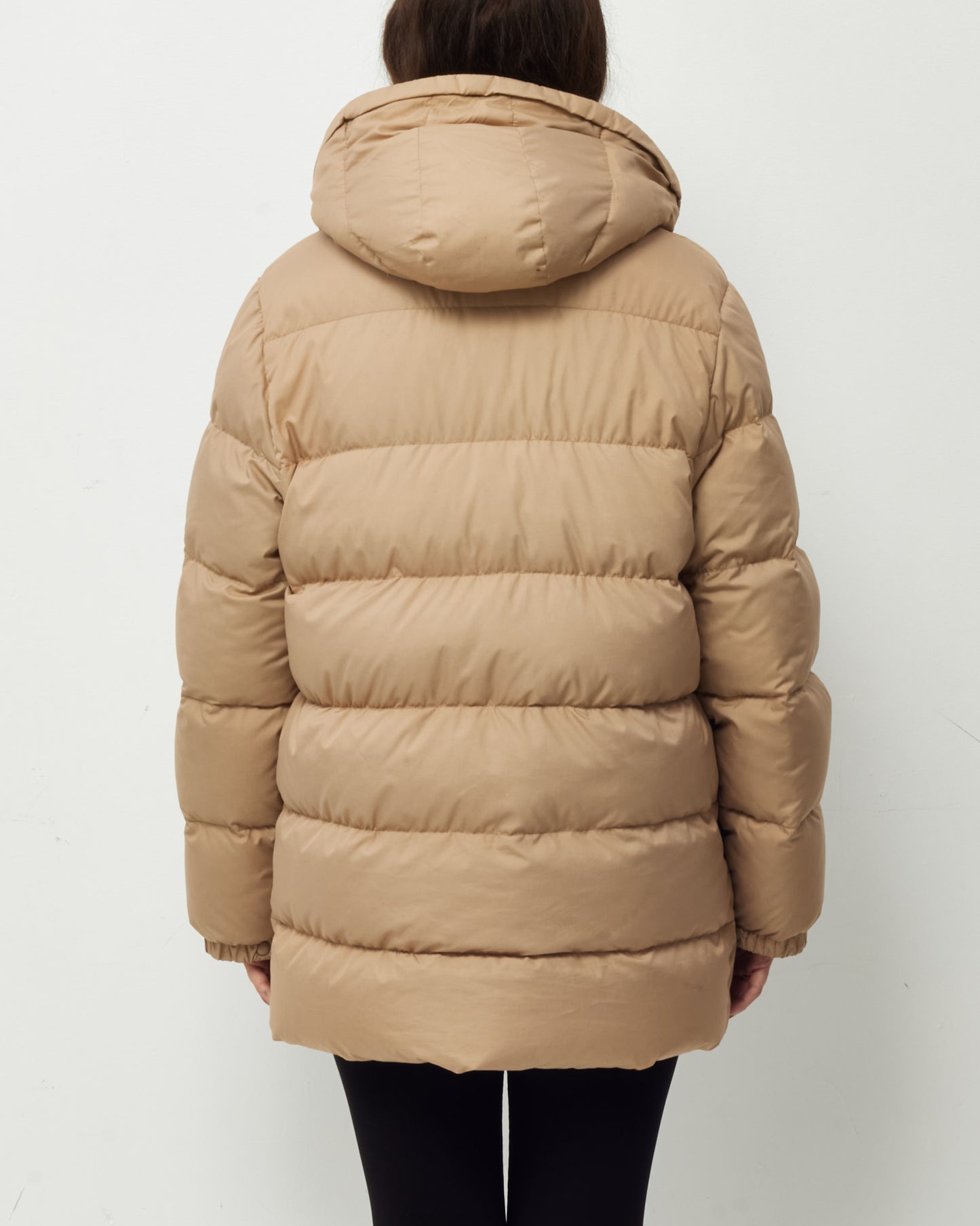 Moncler Women's Beige Hooded Down Puffer Jacket - 2/M