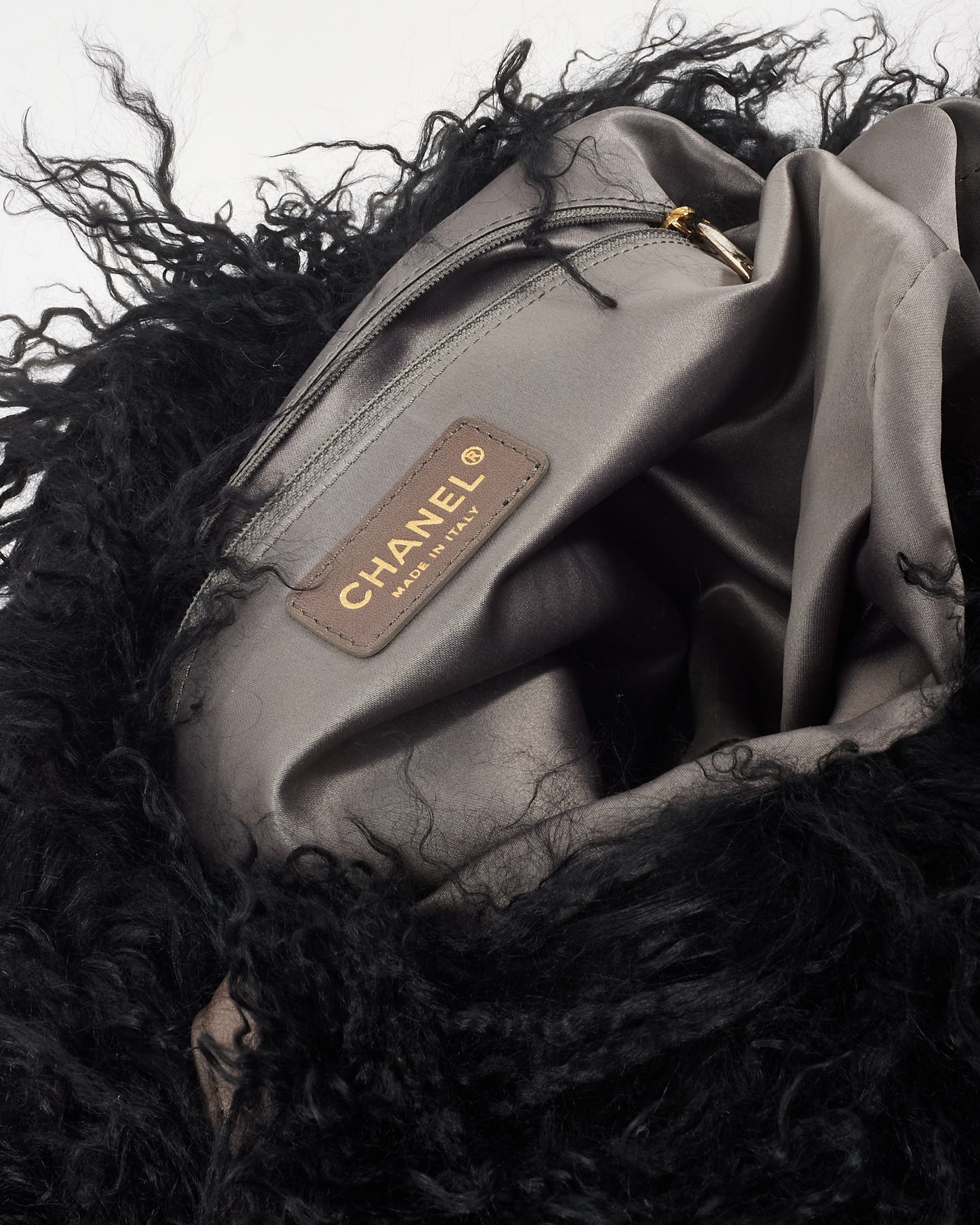 Chanel 2008/2009 Black Mongolian Lamb Fur Tibet Flap Handbag