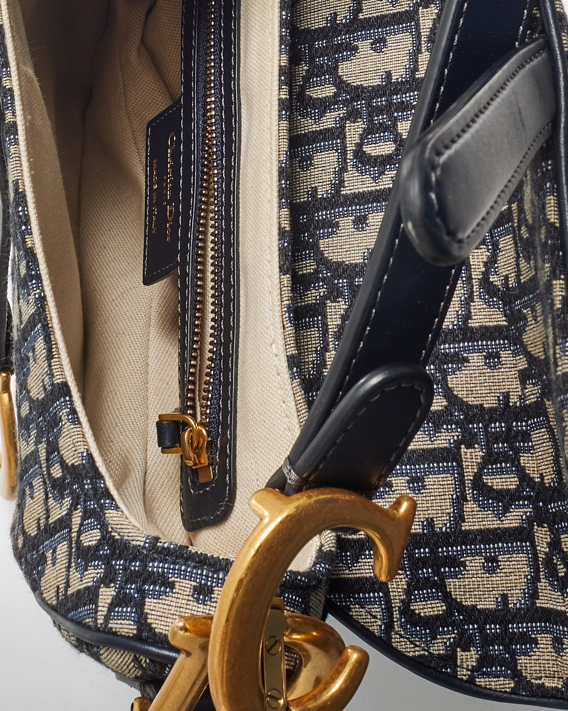 Buy Dior Blue Oblique Canvas Saddle Bag Authenticated Pre-Owned