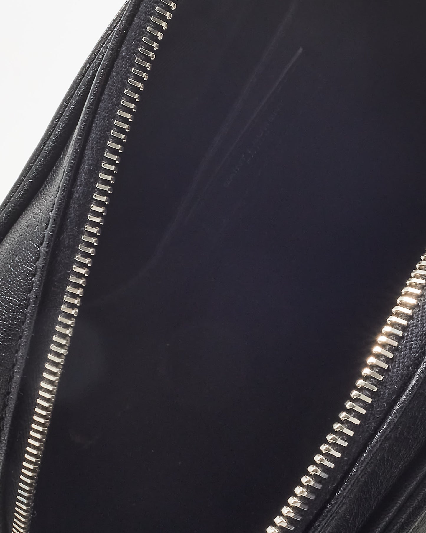 Saint Laurent Black Leather Embossed Logo Lou Camera Bag