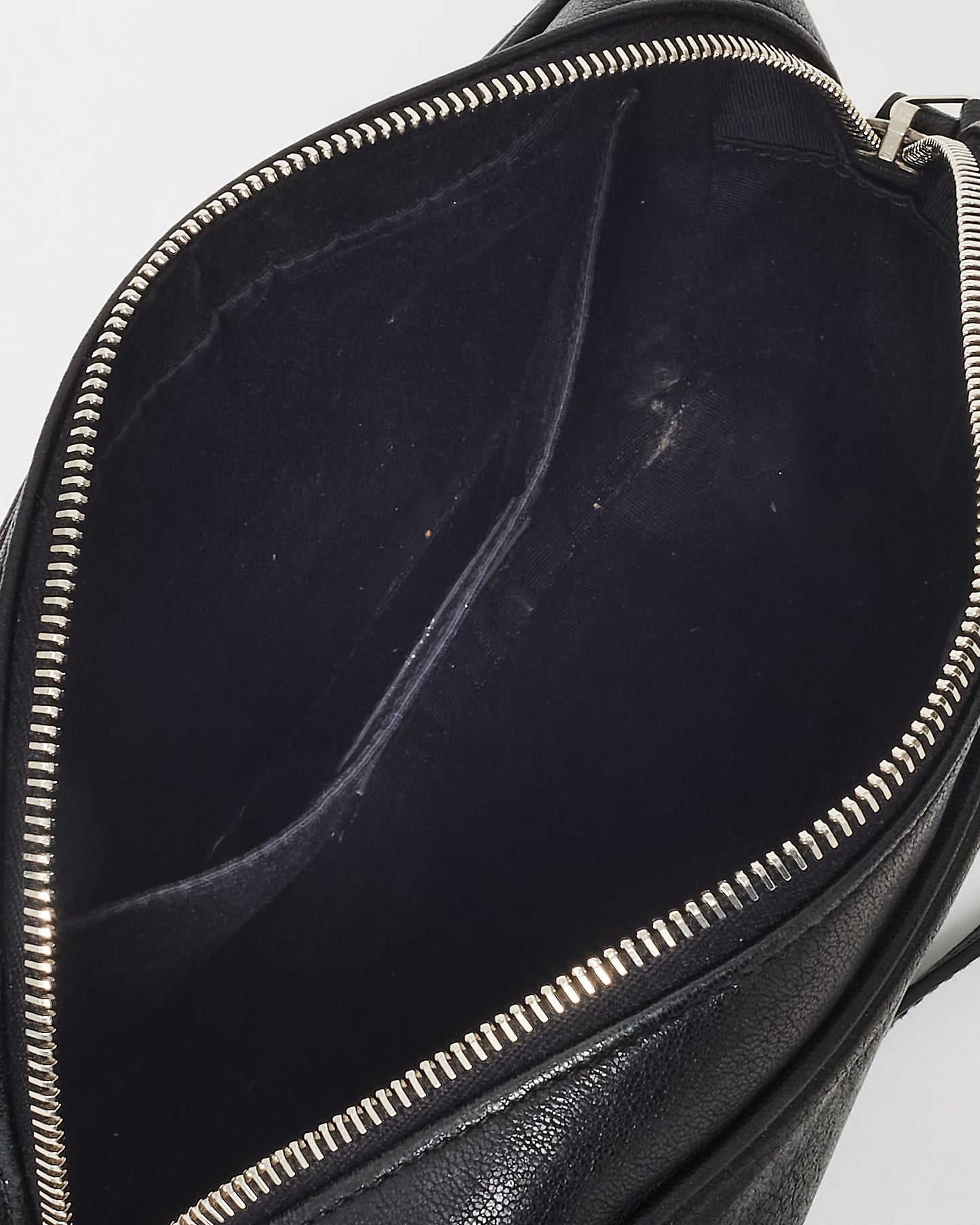 Saint Laurent Black Leather Embossed Logo Lou Camera Bag
