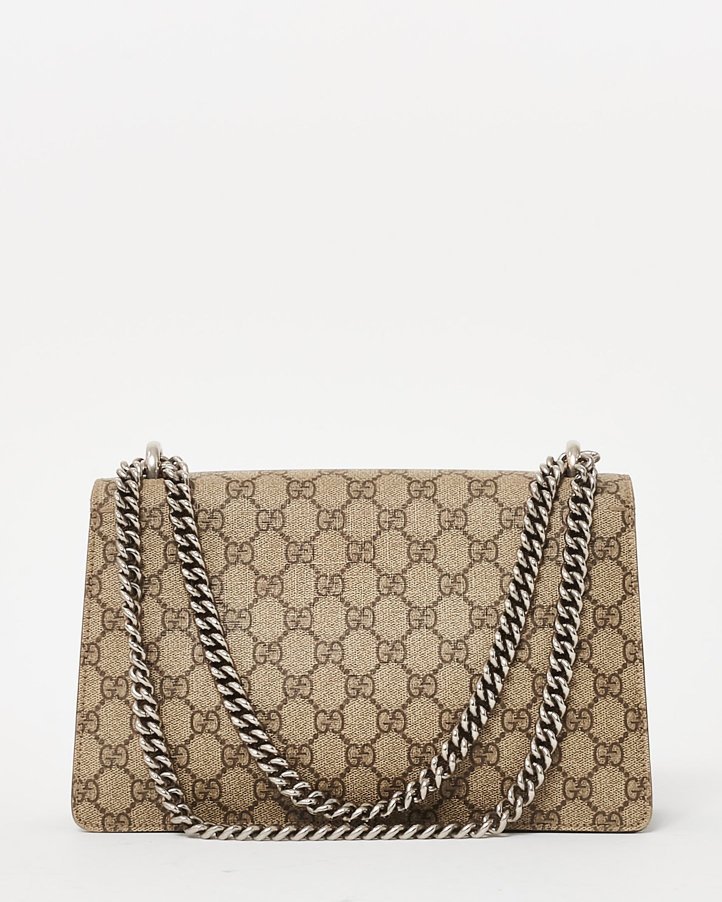 Gucci Monogram Coated Canvas & Black Suede Small Dionysus Shoulder Bag