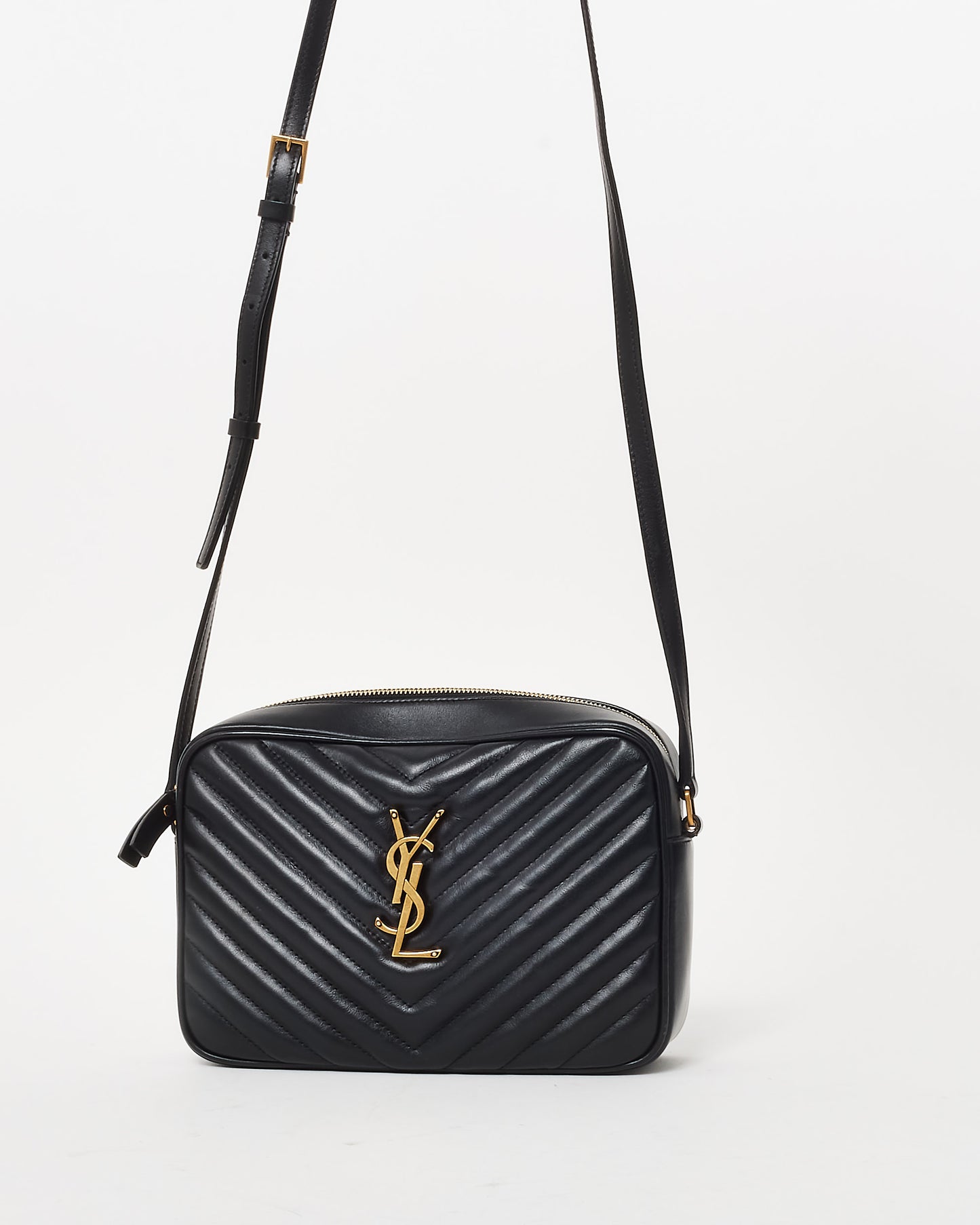 Saint Laurent Black Matelassé Leather GHW Lou Camera Bag