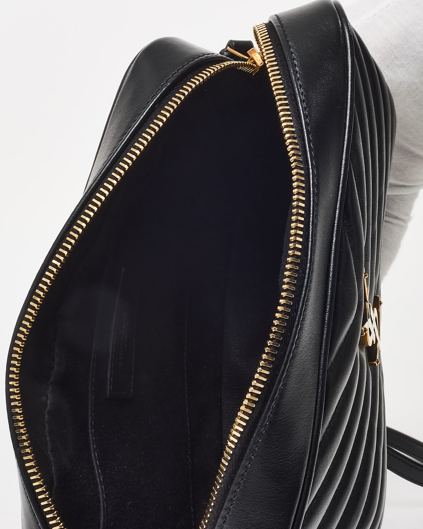 Saint Laurent Black Matelassé Leather GHW Lou Camera Bag
