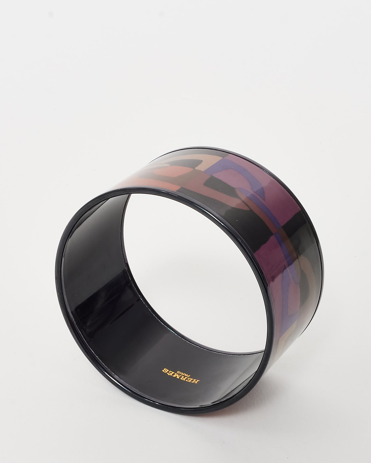 Hermès Purple and Brown Optique Chaine D'Ancre PVC Extra Wide Bangle