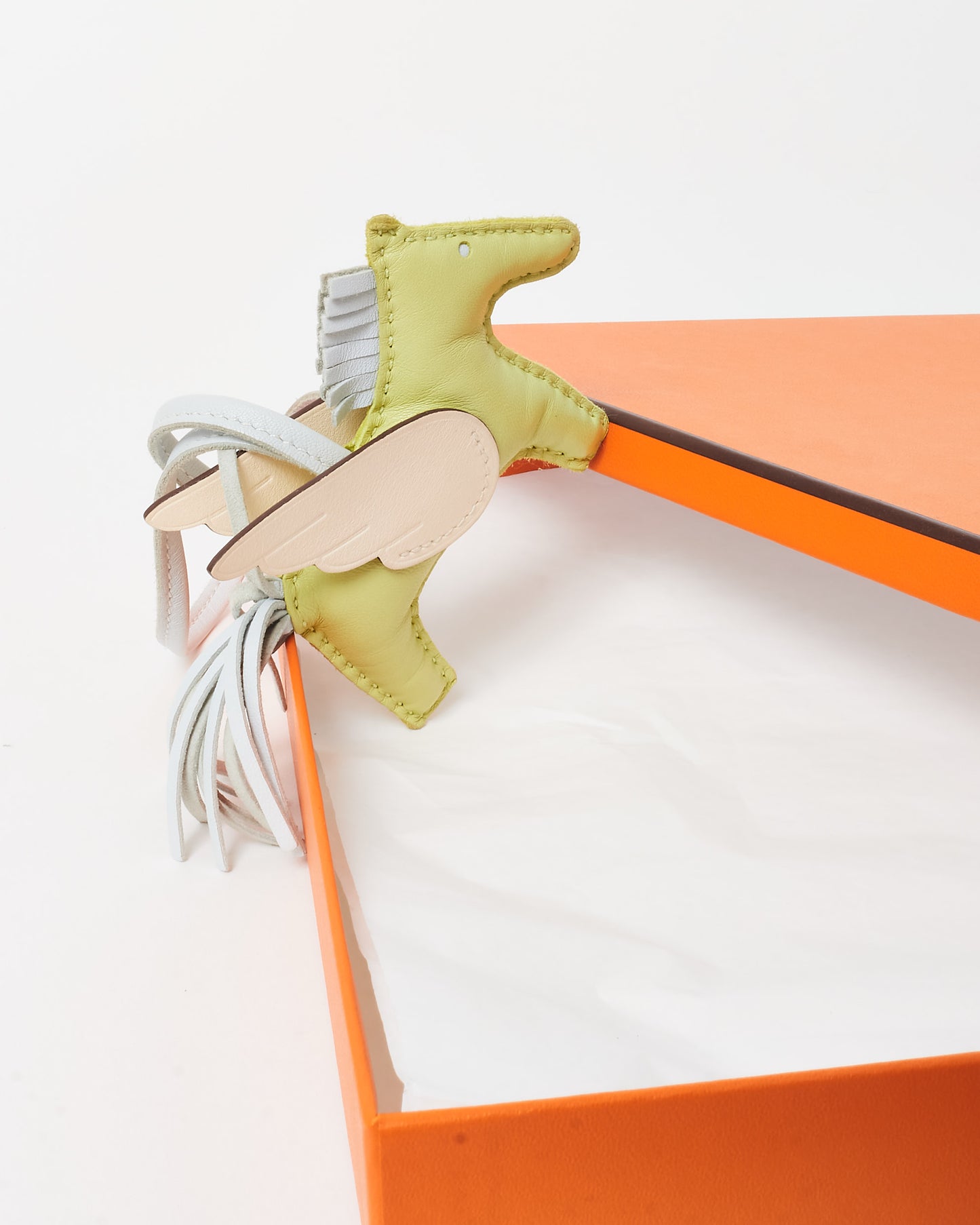 Hermès Green/ Baby Blue & White Leather Rodeo Pegasus Charm